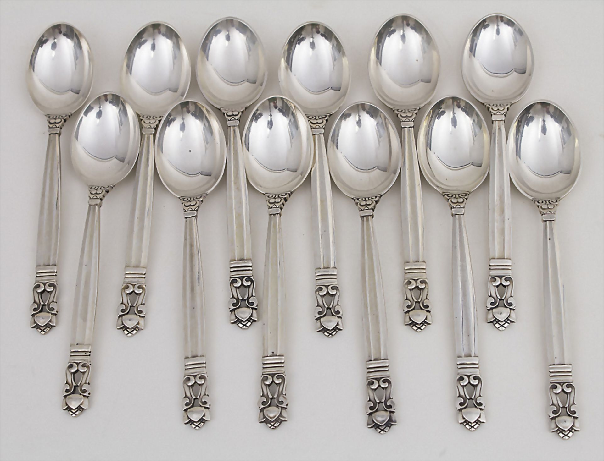 12 Mokkalöffel 'Acorn' / 12 mocha spoons 'Acorn', Georg Jensen, Kopenhagen, nach 1945