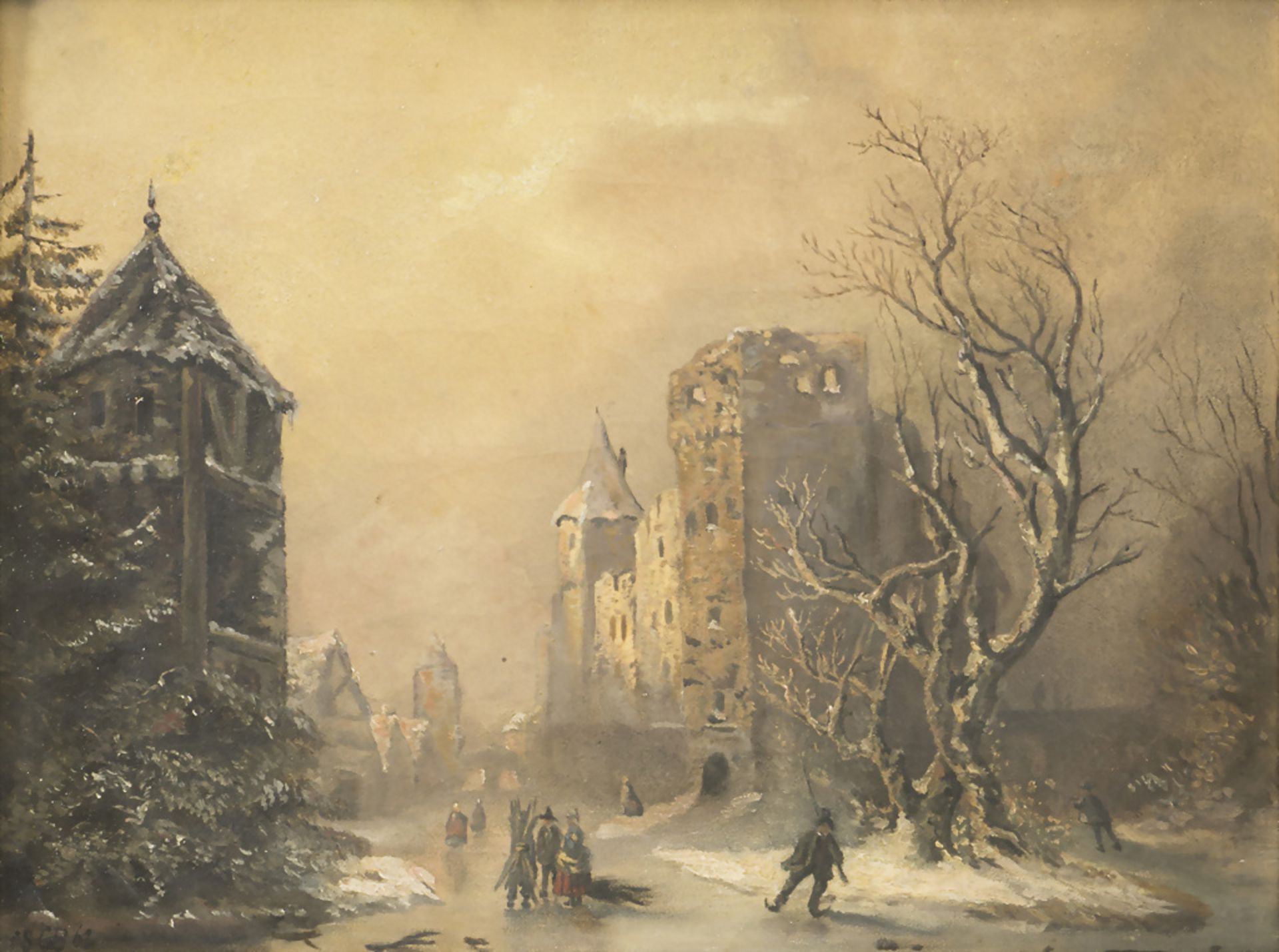 Monogrammist C.B., 'Dorf im Winter' / 'A village in wintertime', 1862.