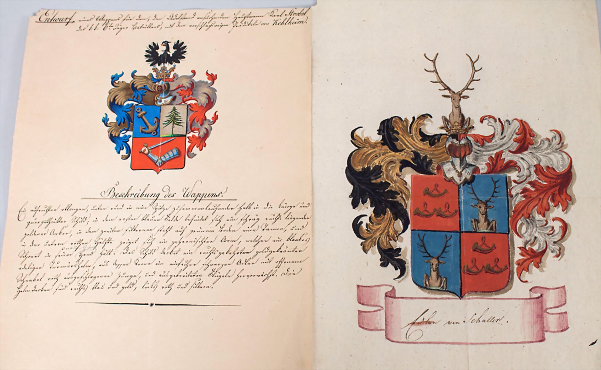 Heraldik: Sammlung 9 Adelswappen / A collection of 9 noble coats of arms, 18. Jh. - Bild 7 aus 8