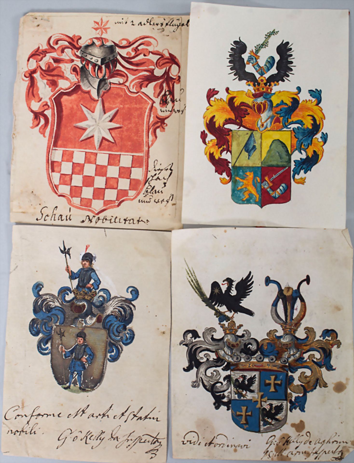 Heraldik: Sammlung 14 Adelswappen / A collection of 14 noble coats of arms, 18. Jh. - Bild 3 aus 4