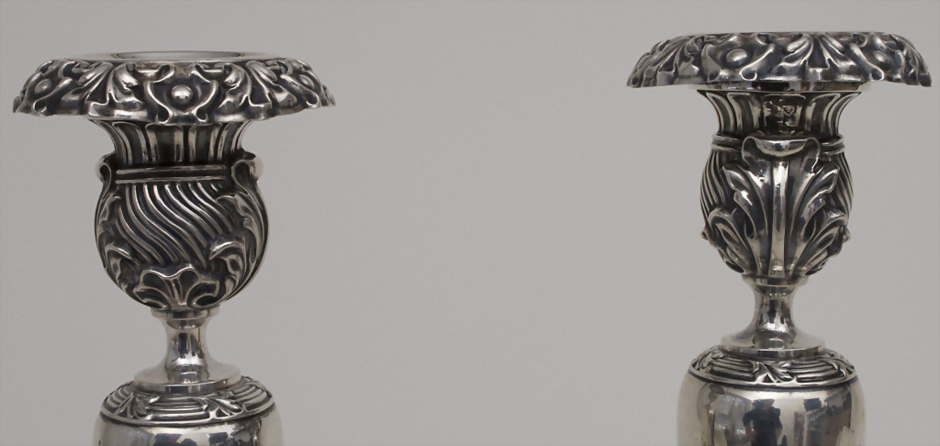 Paar Empire Kerzenleuchter / A pair of silver Empire candlesticks, Francois Drion, Lüttich / ... - Image 6 of 7