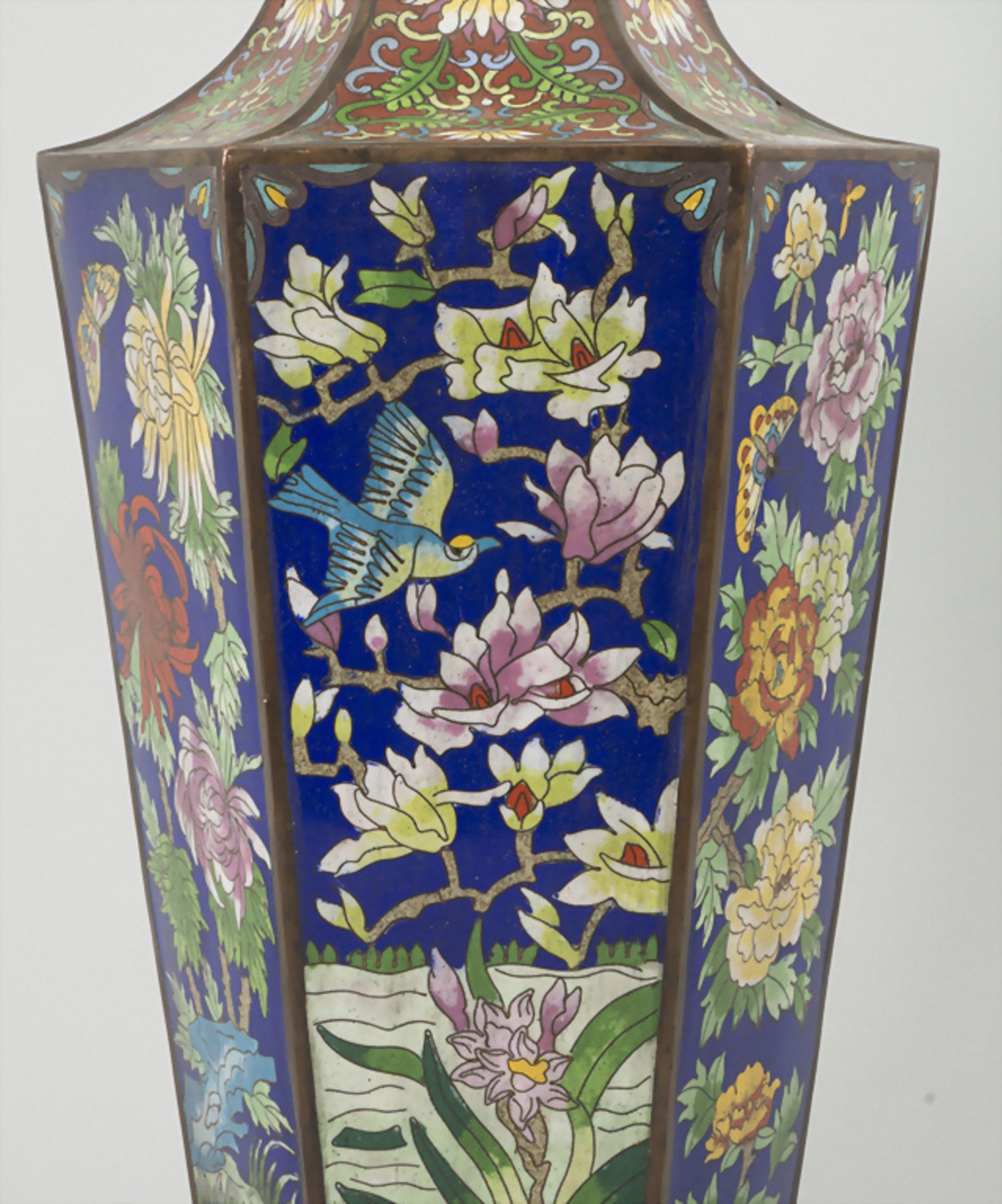 Sechseckige Cloisonné Vase, China, um 1880 - Image 5 of 8