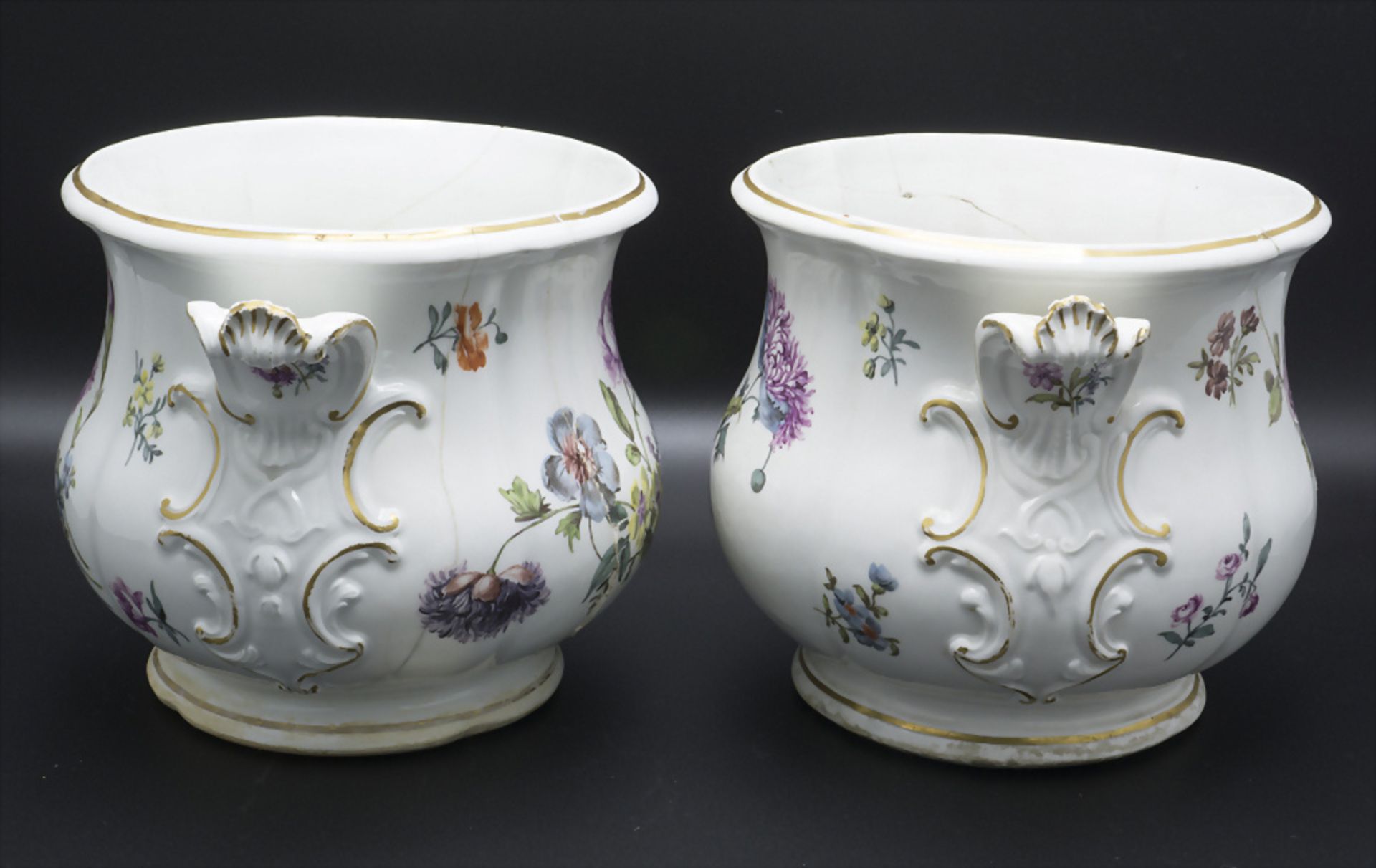 Paar frühe Cachepots mit seitlichen Handhaben / A pair of early cachepots with handles, ... - Image 4 of 11