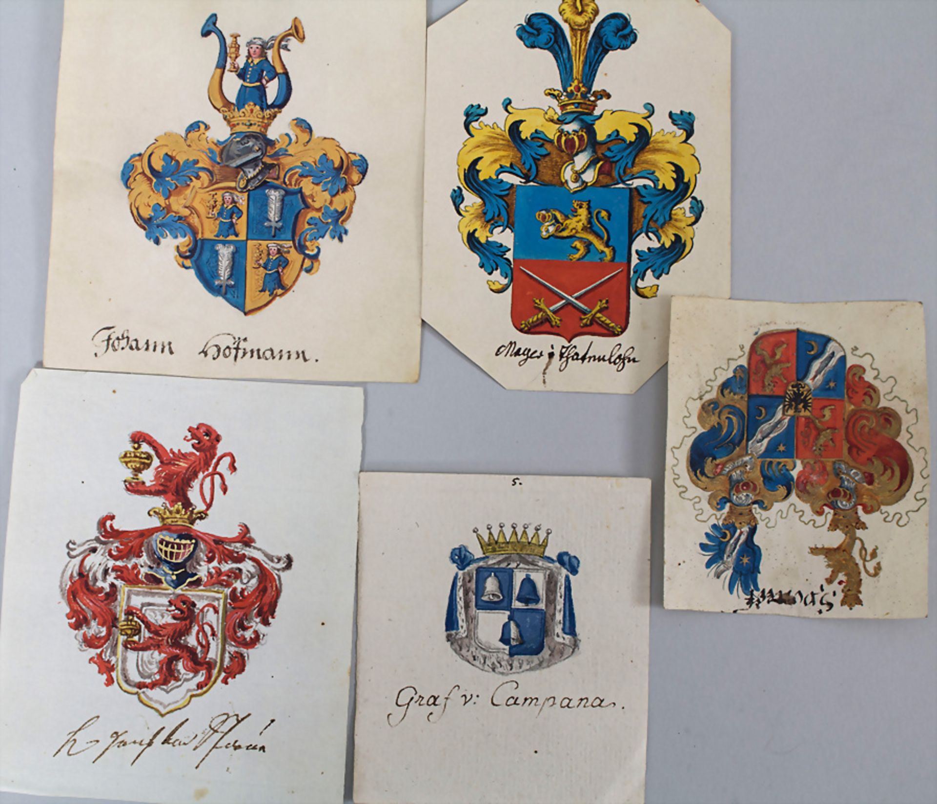Heraldik: Sammlung 14 Adelswappen / A collection of 14 noble coats of arms, 18. Jh. - Bild 4 aus 4