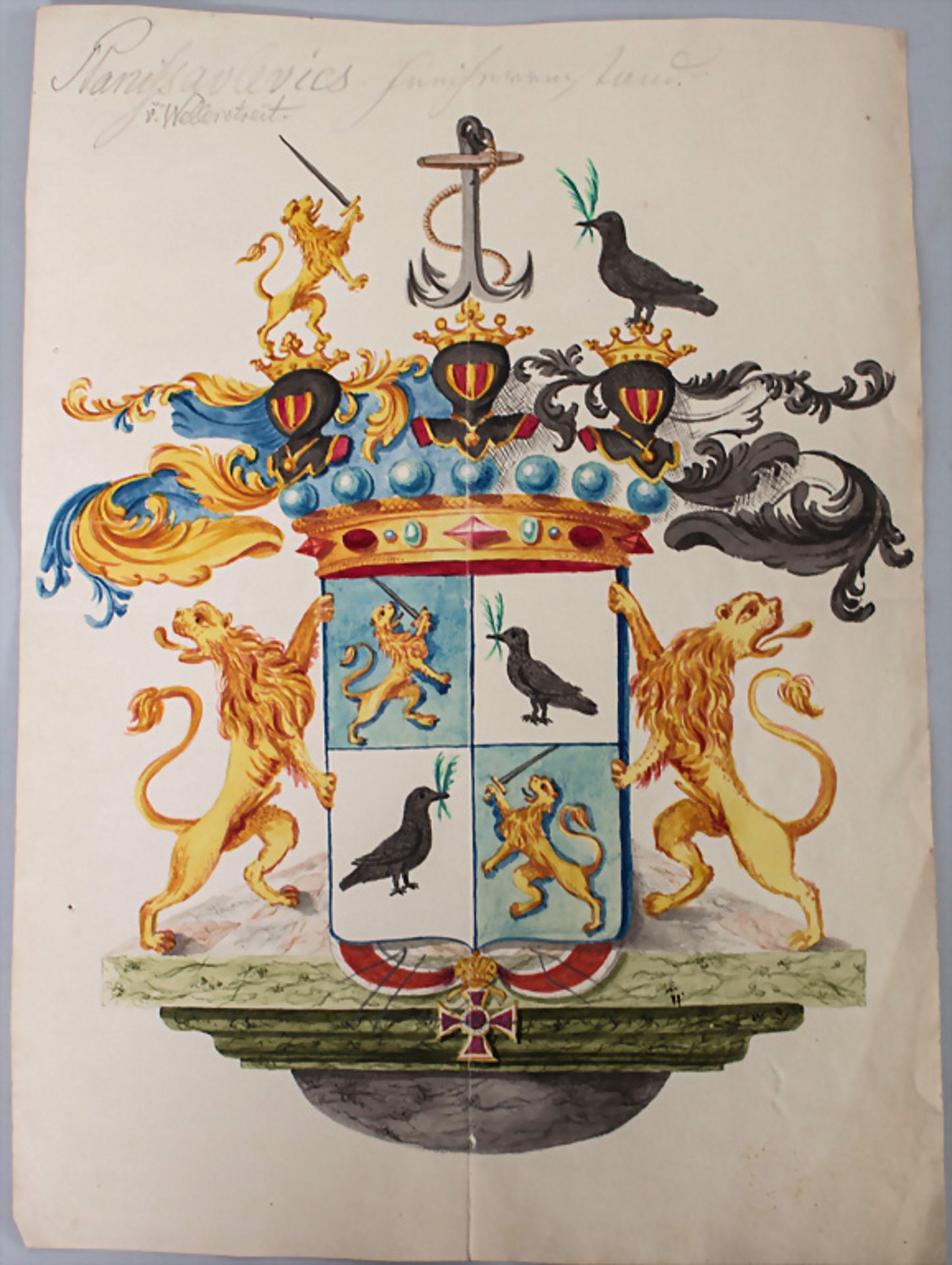 Heraldik: Sammlung 9 Adelswappen / A collection of 9 noble coats of arms, 18. Jh. - Image 4 of 8