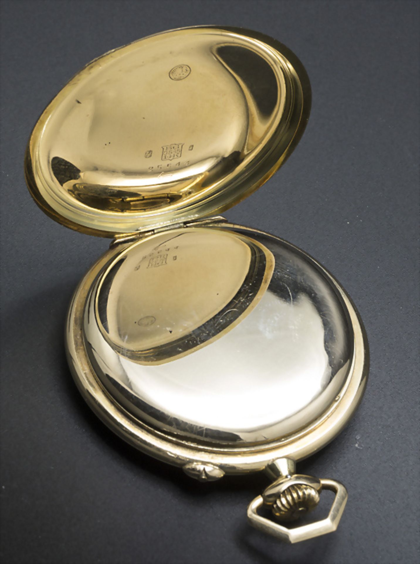 Offene Herrentaschenuhr / A 14k gold pocket watch, J. Assmann, Glashütte in Sachsen, um 1915 - Image 5 of 6