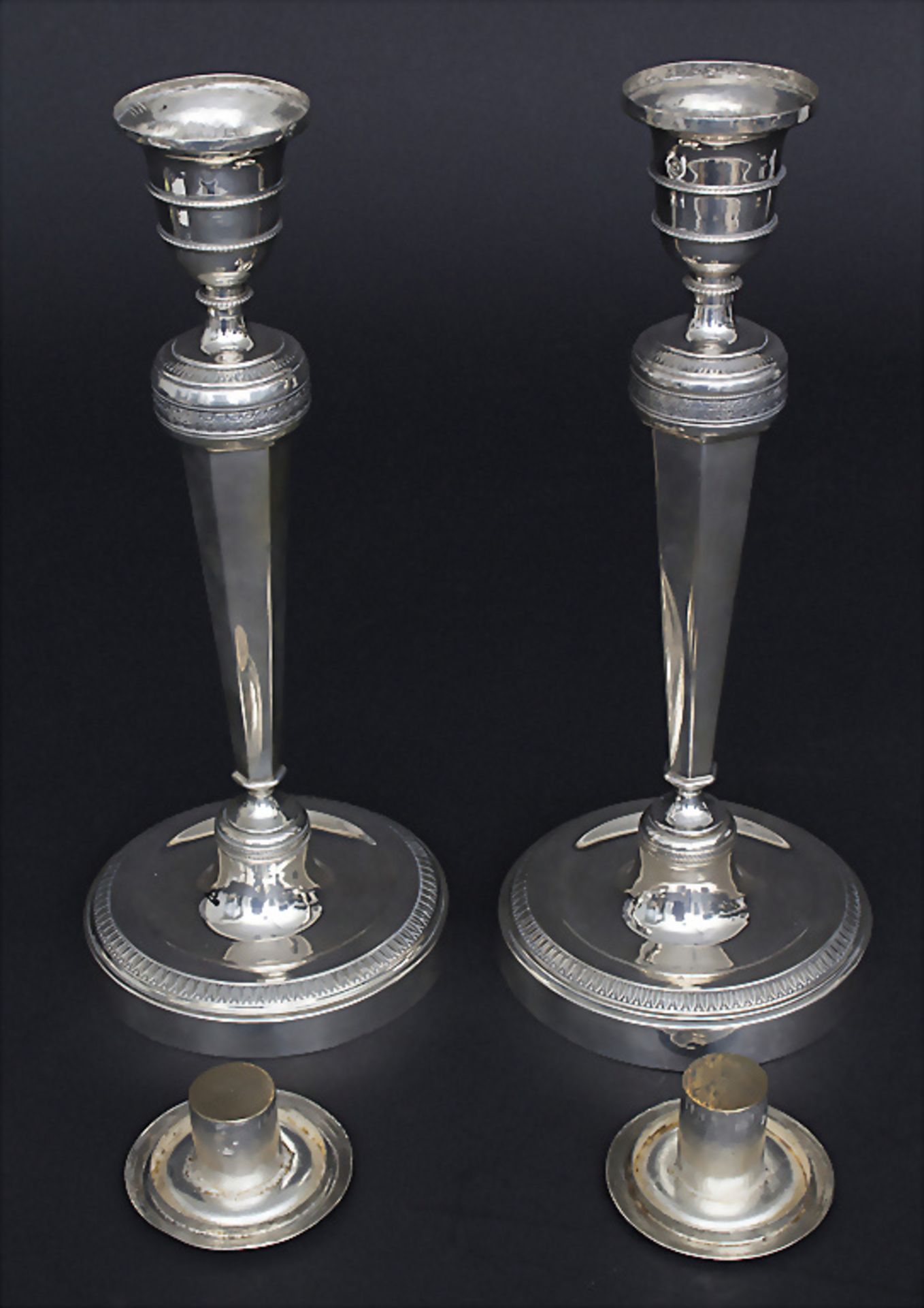 Paar Empire Kerzenleuchter / A pair of Empire candlesticks, Francois Drion, Lüttich / Liege, ... - Image 2 of 5