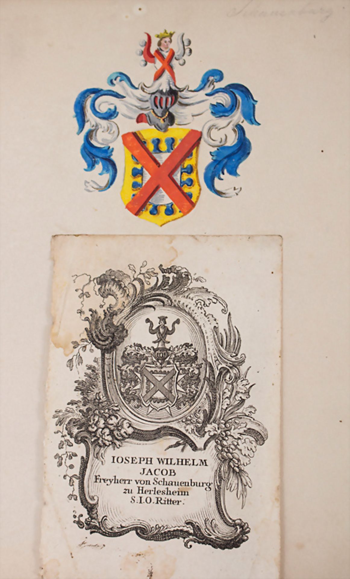 Heraldik: Sammlung 6 Adelswappen / A collection of 6 noble coats of arms, 18. Jh. - Bild 2 aus 5