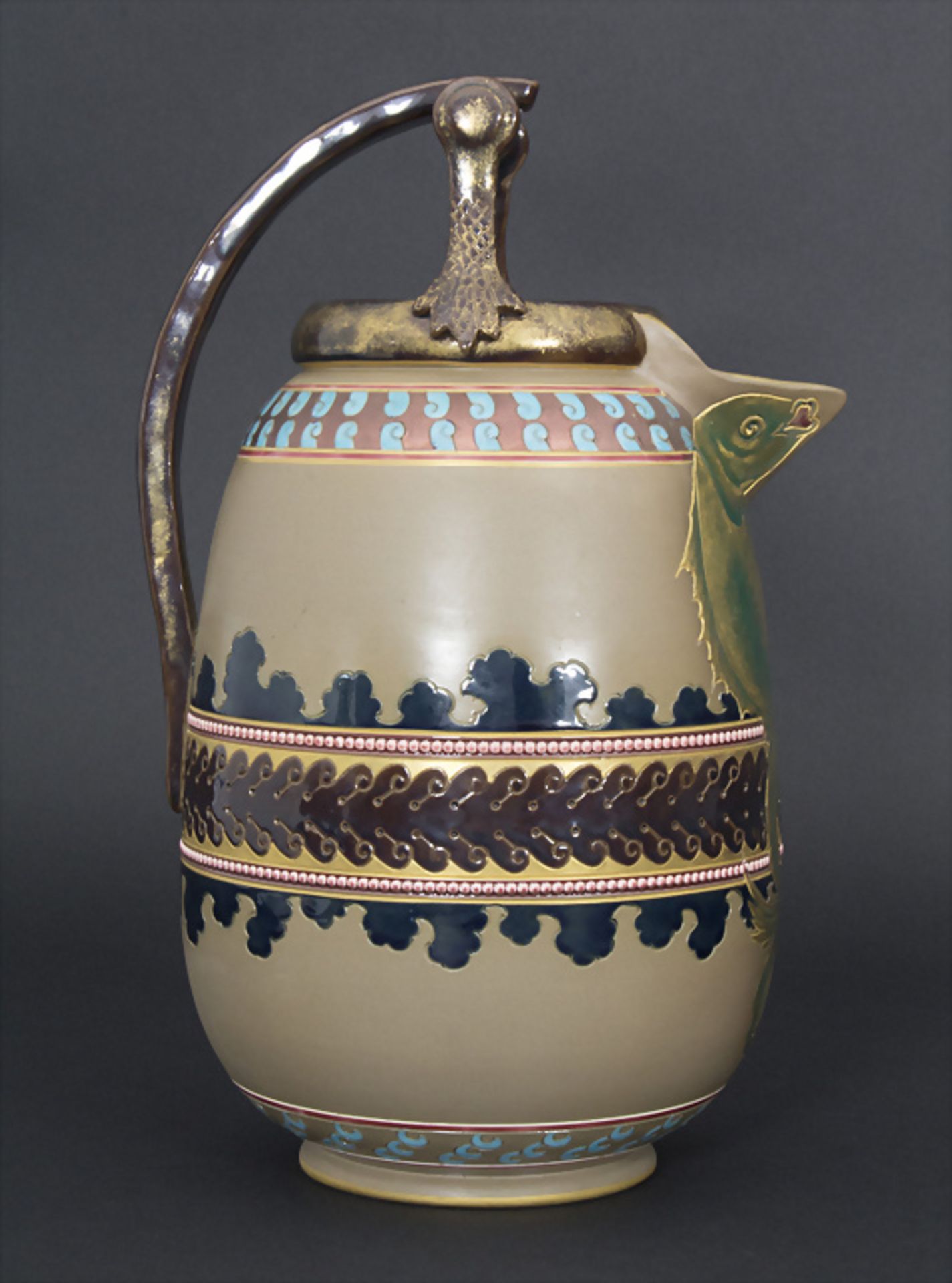 Großer Jugendstil Schenkkrug / A large Art Nouveau jug, Utzschneider & Cie., Sarreguemines, um 1900 - Image 4 of 9