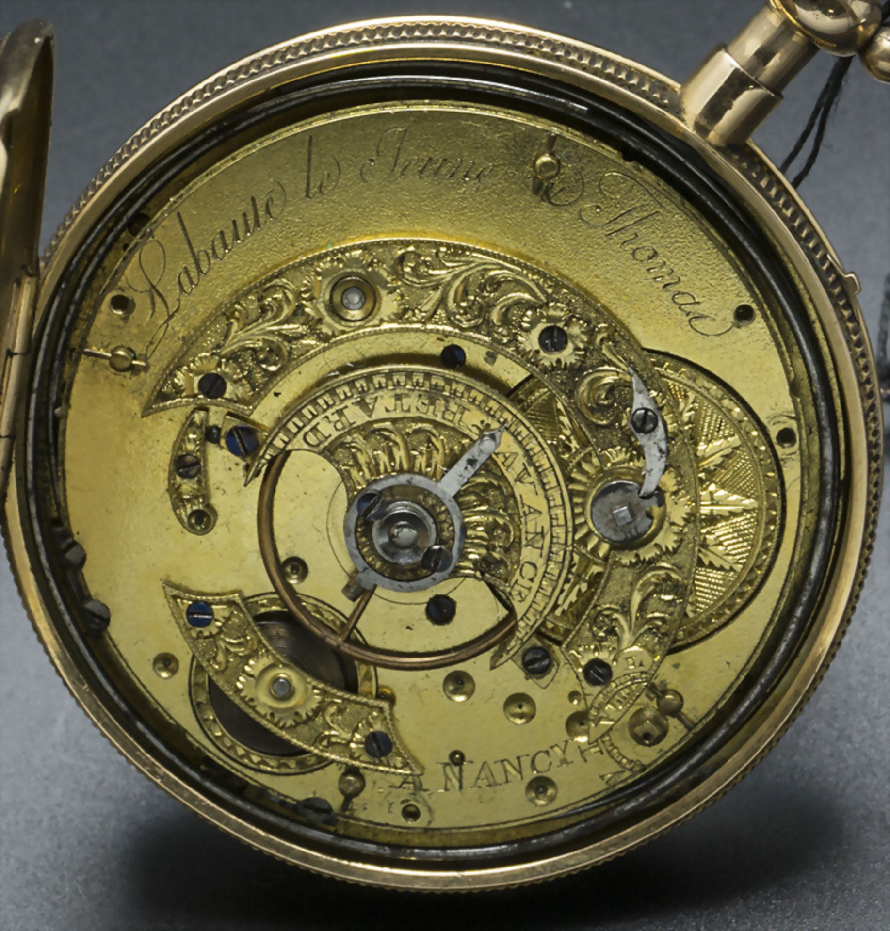 Offene Taschenuhr mit 1/4 Std. Repetition / A 18k gold pocket watch 1/4 quarter repeater, ... - Image 2 of 3