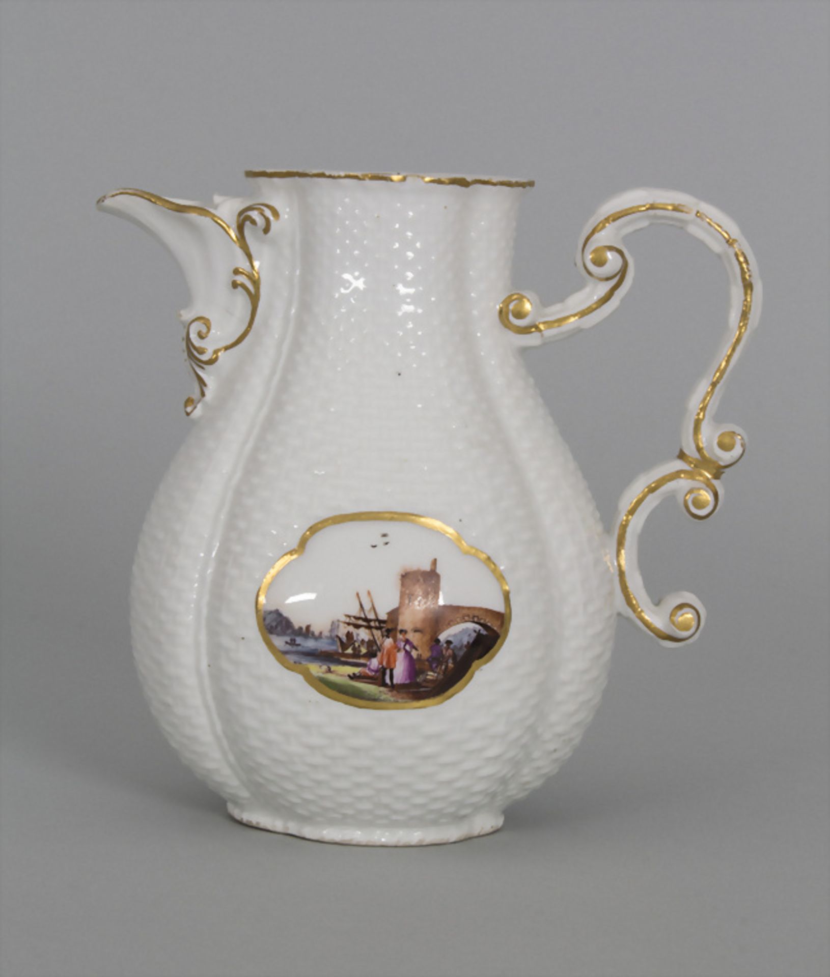 Kanne mit Kauffahrtei- und Stadtansichten / An early pot with habour and city views, Meissen, ...