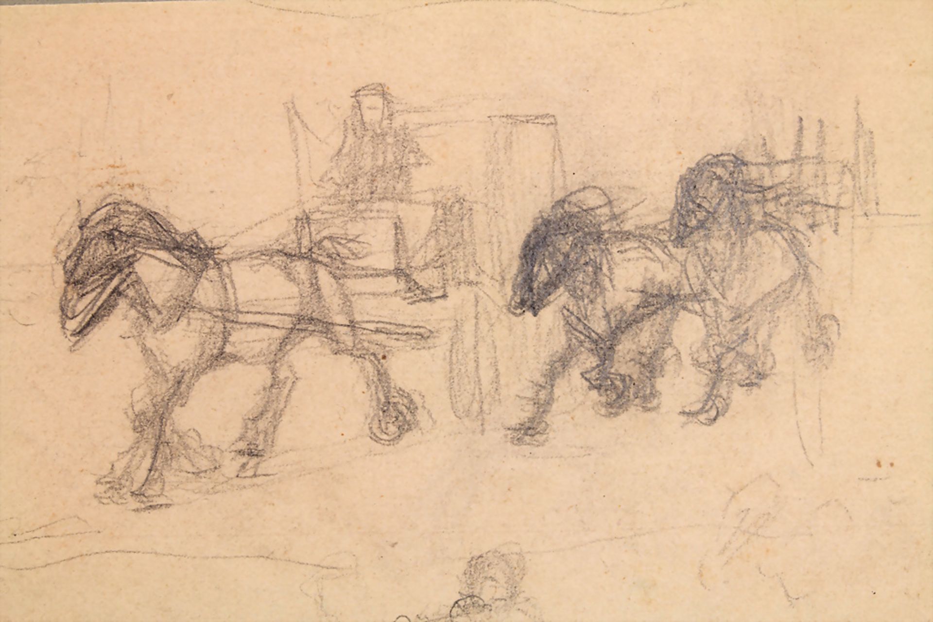 Csóka Mór (1895-?), Skizzenblatt 'Pferde' / A sketch sheet 'Horses' - Image 2 of 3