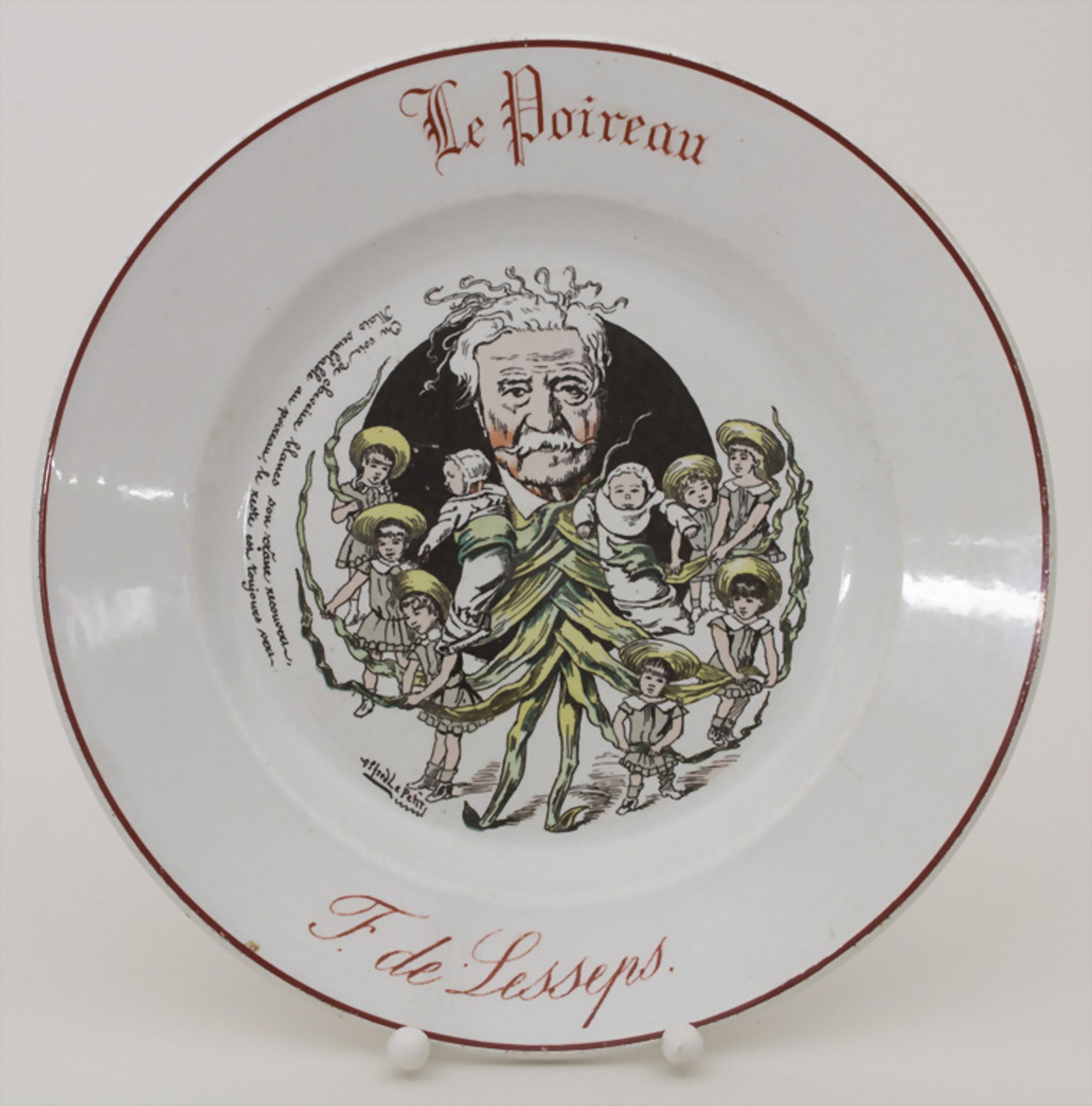Künstlerteller 'Le Poireau - F. de Lesseps' / An artist ceramic plate, Série Les Hommes ...