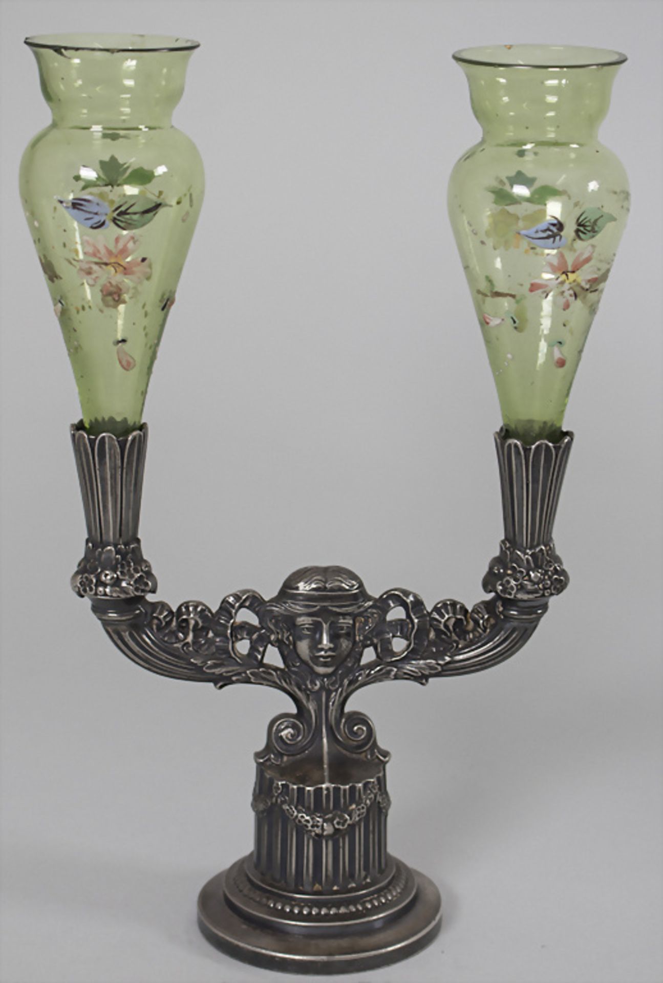 Jugendstil Doppelväschen mit Frauenkopf / An Art Nouveau double vase with a woman's head, WMF, ... - Image 3 of 4
