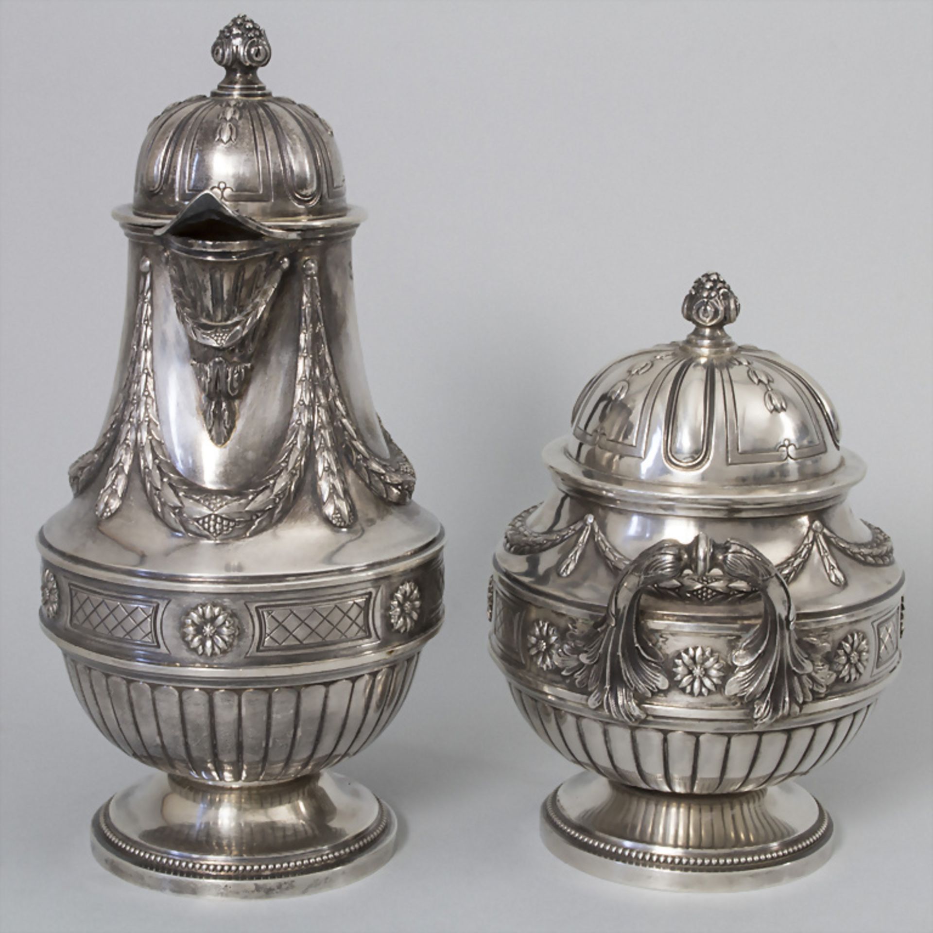 Kaffeekanne und Zuckerdose / A silver coffee pot and sugar bowl, Raoul Mauger, Paris 1897-1904 - Image 2 of 12