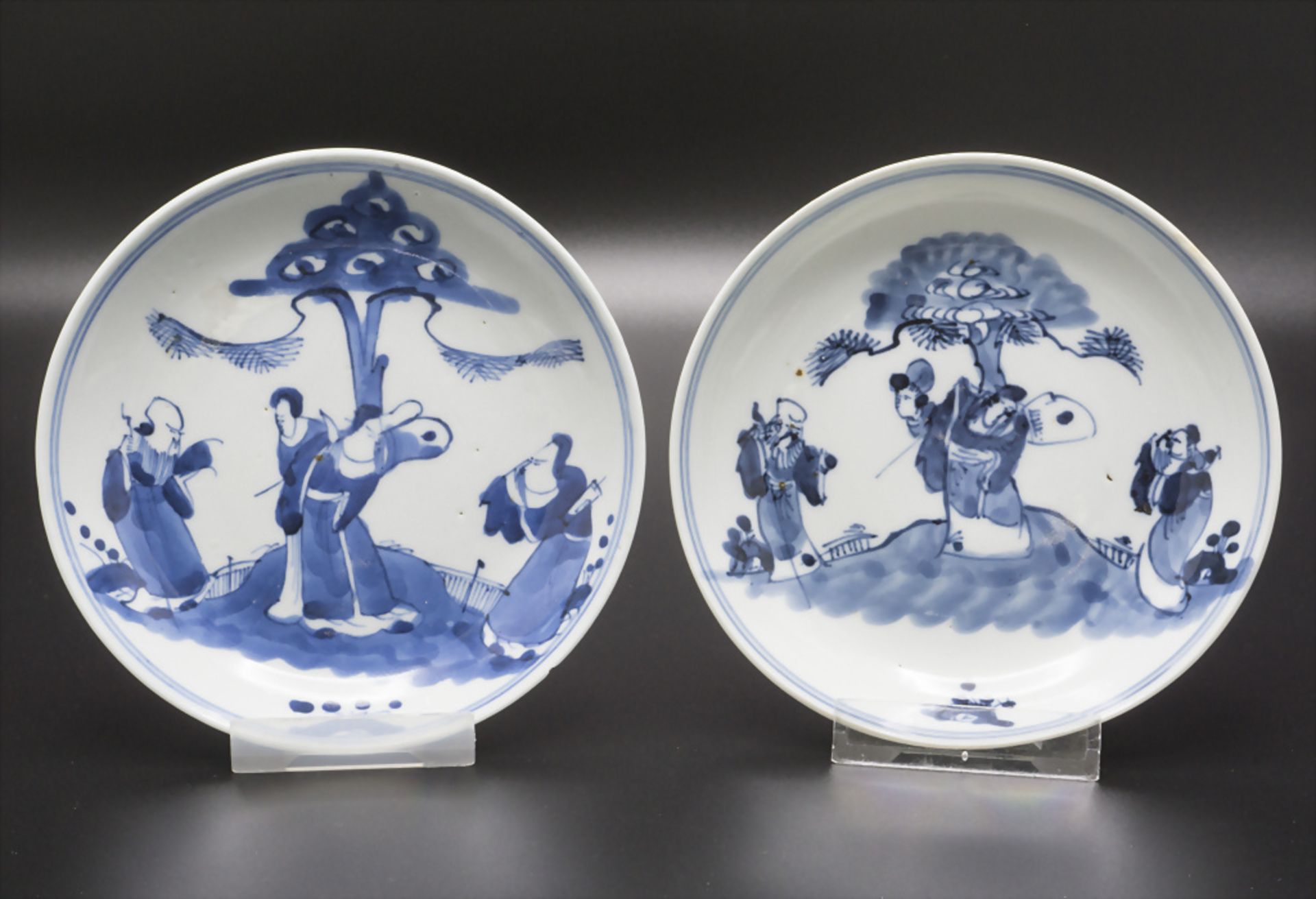 Zwei Teller / 2 porcelain plates, China, Ming/Qing-Dynastie