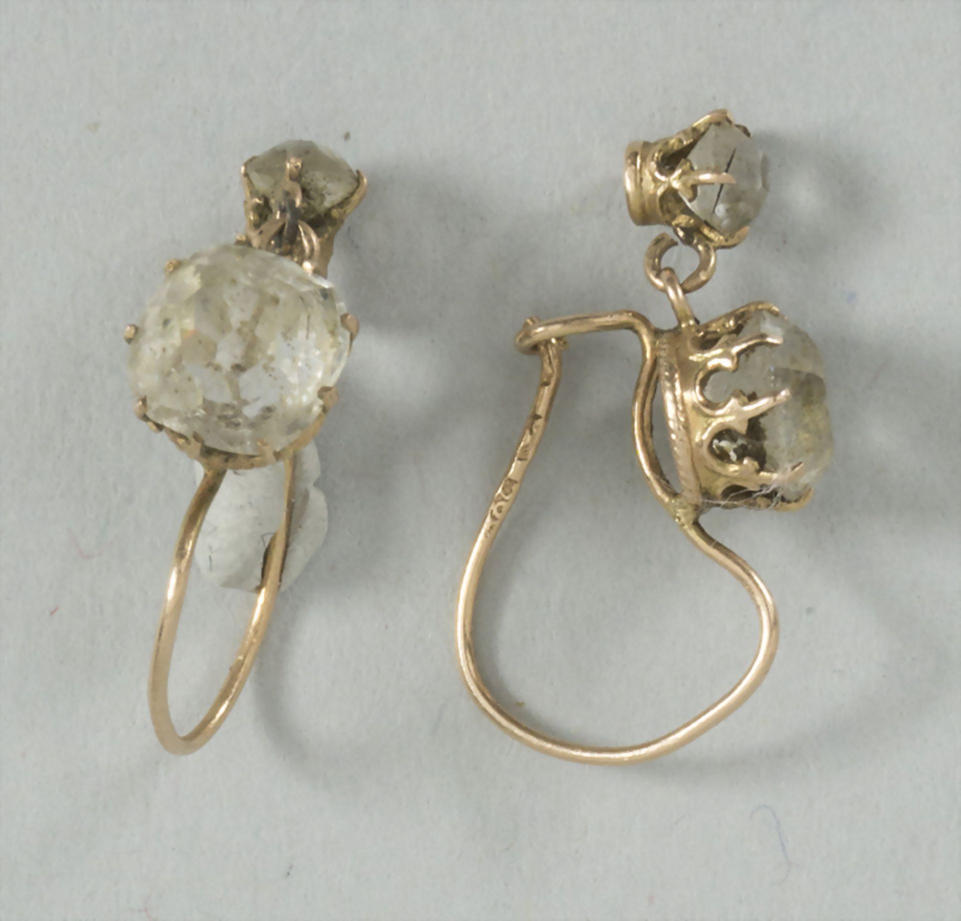 Paar Ohrhänger / A pair of 14k gold earrings, 19. Jh. - Bild 2 aus 2