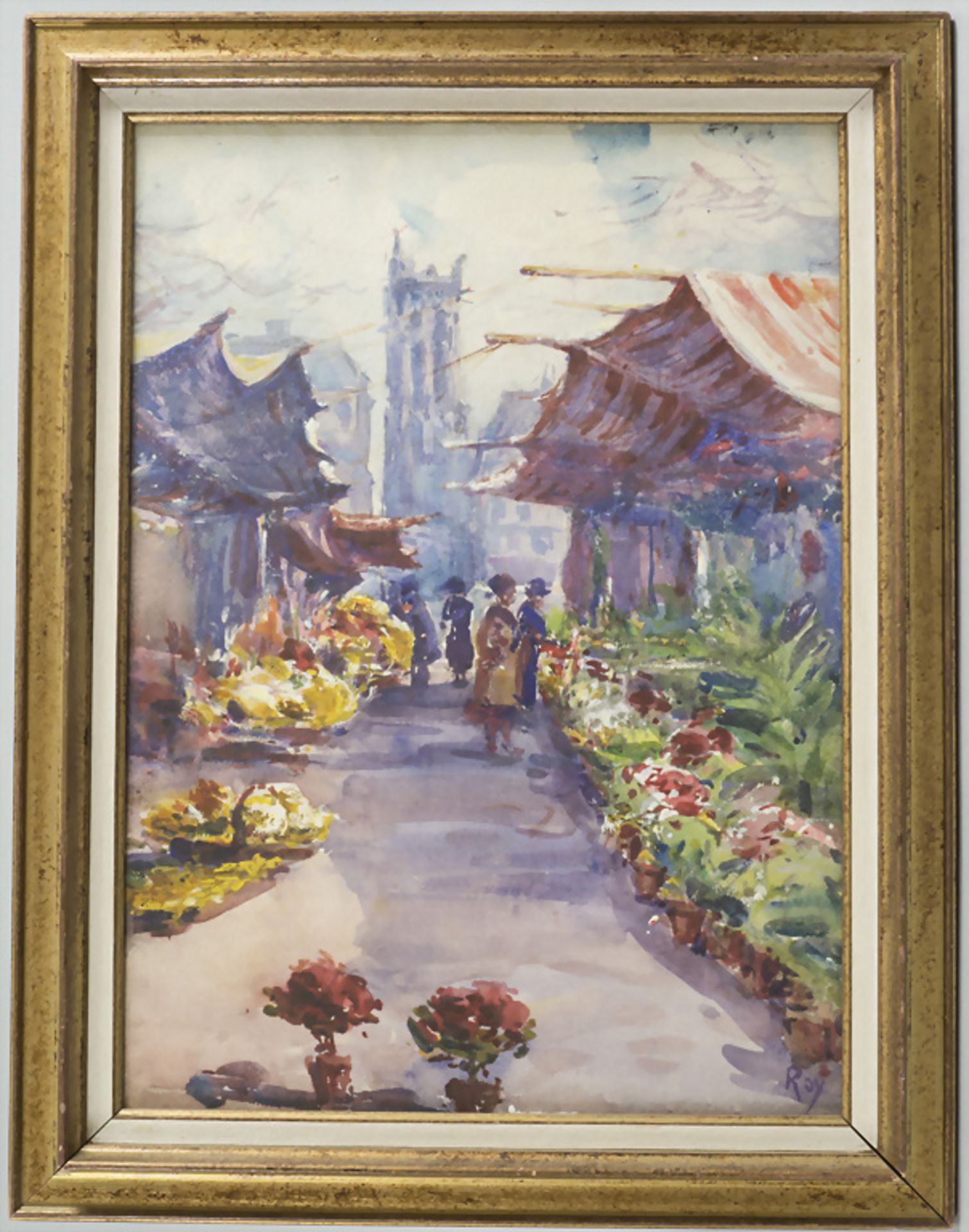 Louis George Elèanor, Roy (1862-1907), 'Blumenmarkt in Paris (?)' / 'Flower market in Paris ... - Bild 2 aus 4