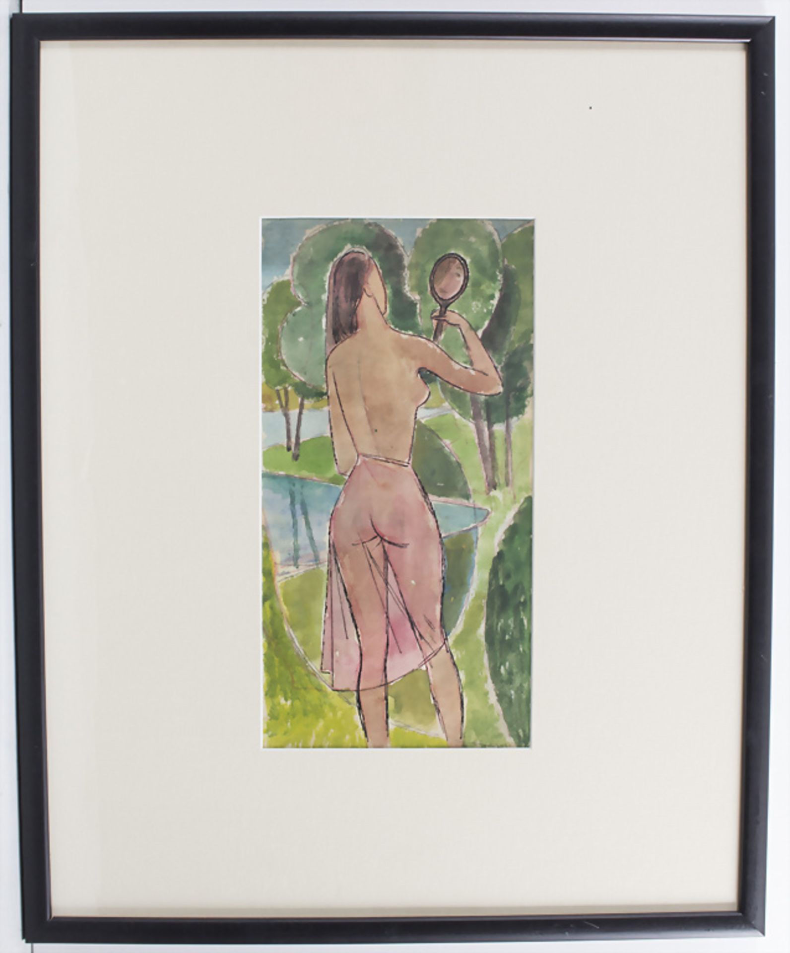 Willi Hertlein (1908-1968), 'Frauenakt vor Spiegel' / 'A female nude in front of a mirror', um 1930 - Bild 2 aus 2