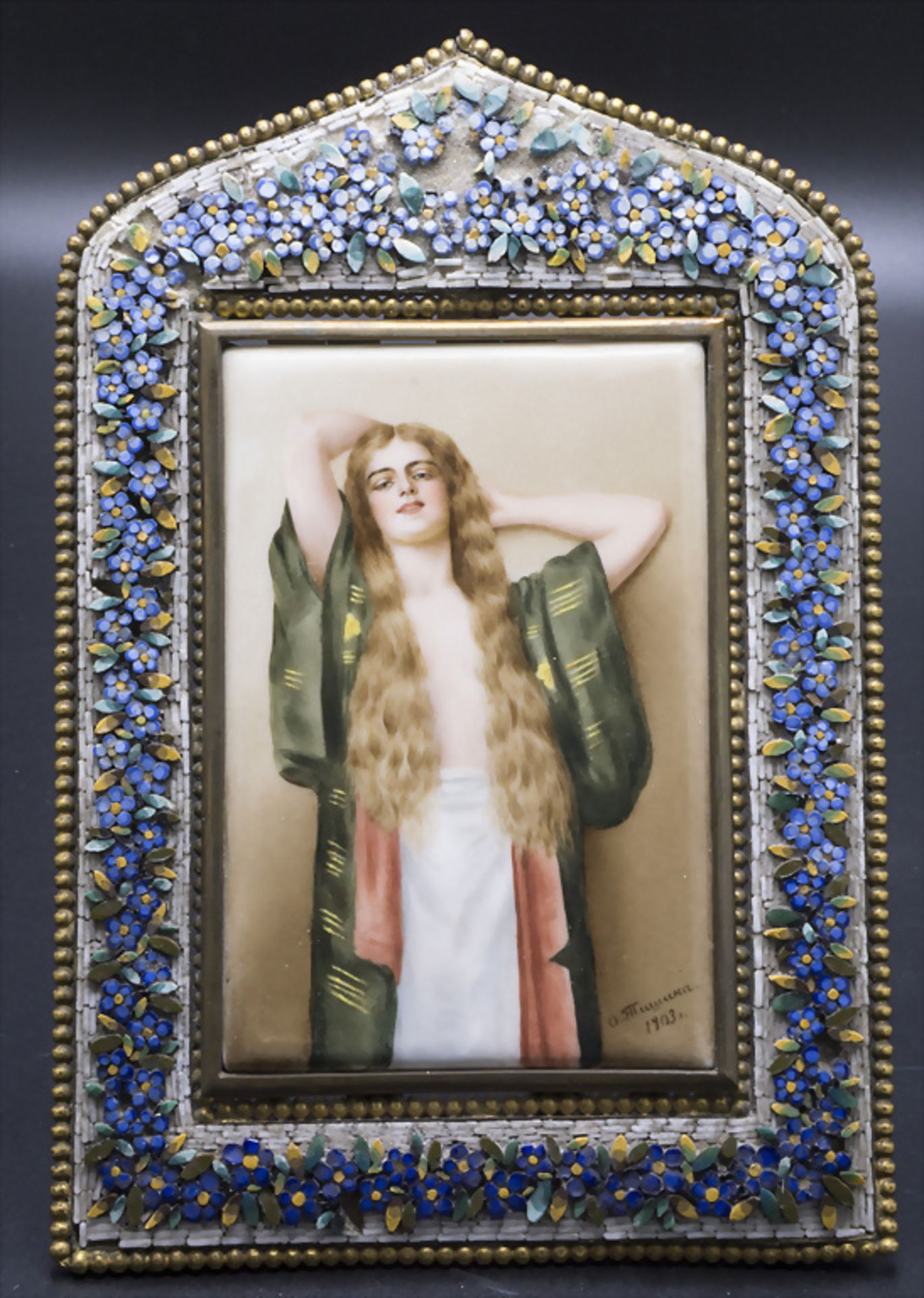 Porzellanbild Damenbildnis / A porcelain picture of a lady, Limoges, Frankreich, 20. Jh.