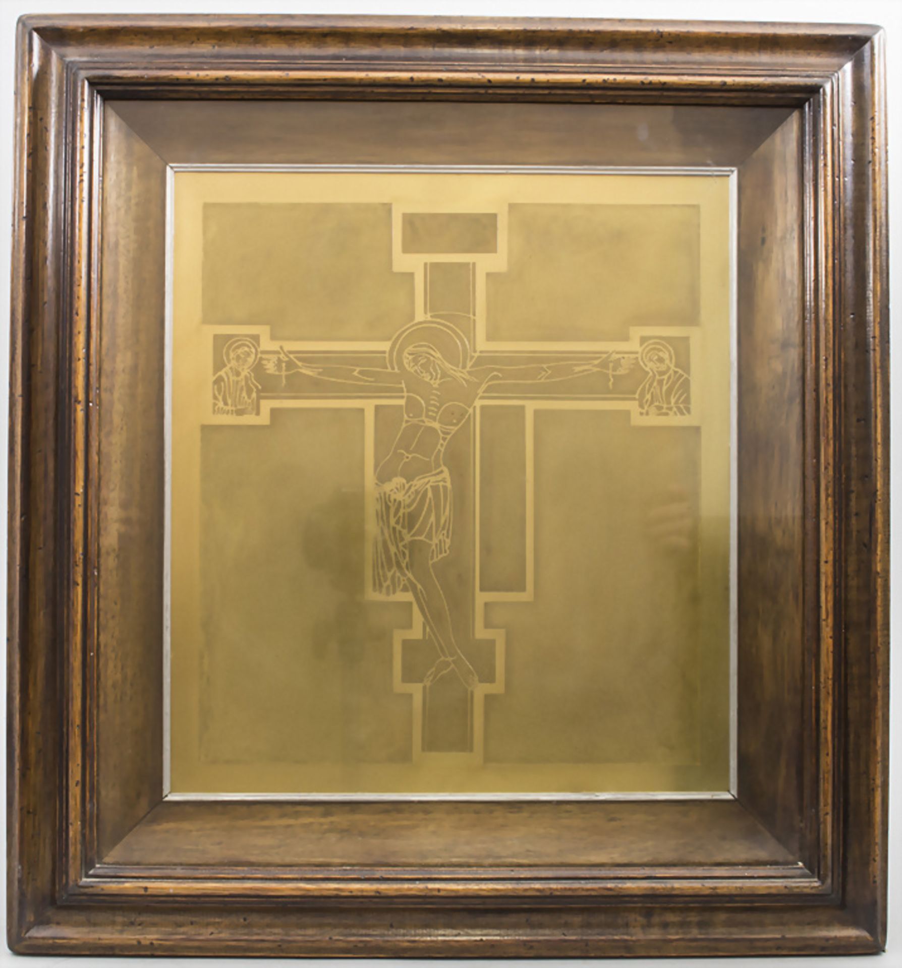 Art Déco Kruzifixbild / An Art Déco crucifix brass picture, um 1920 - Image 2 of 3
