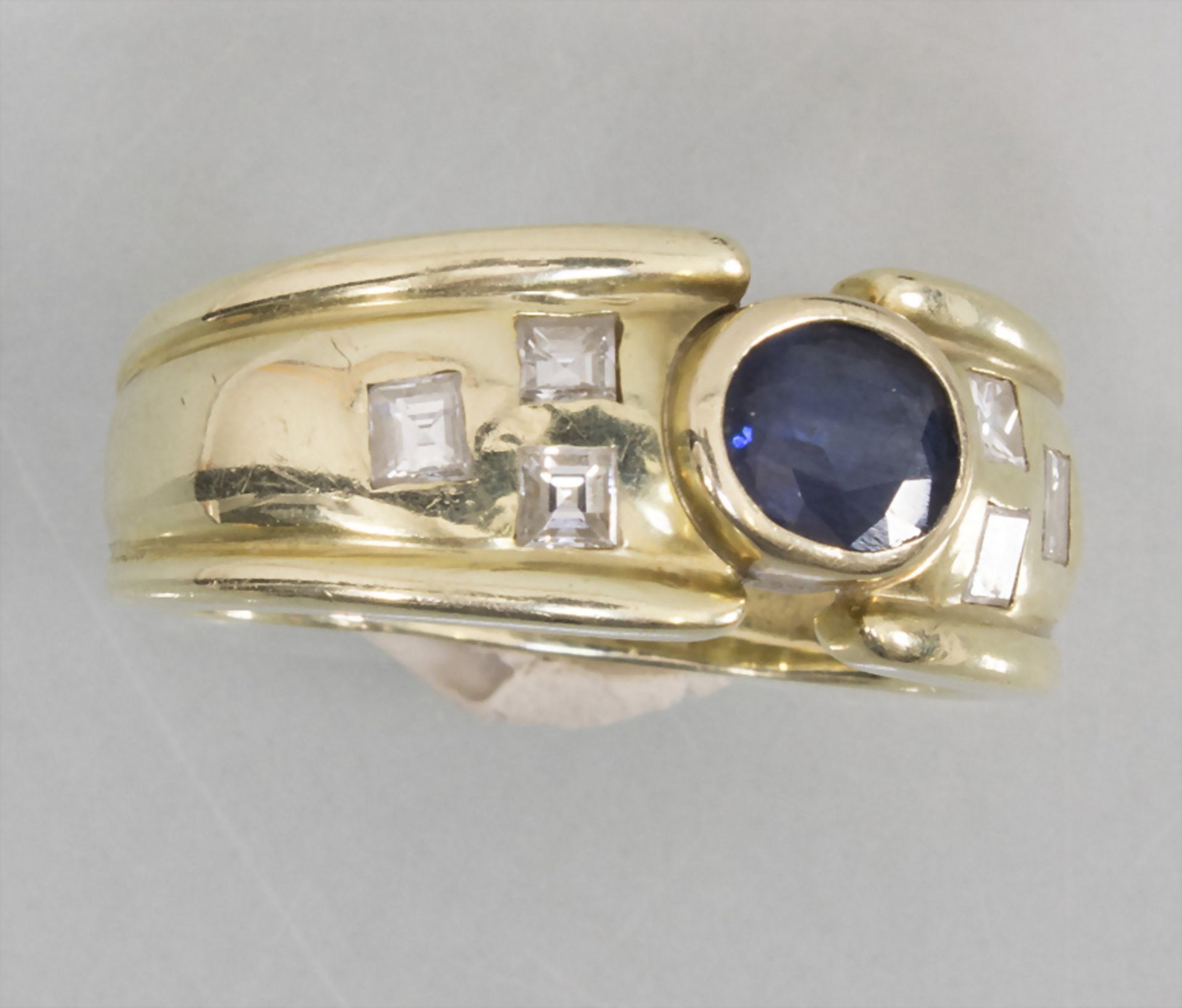 Damenring mit Saphir und Diamanten / A ladies 14k gold ring with sapphire and diamonds - Bild 2 aus 6