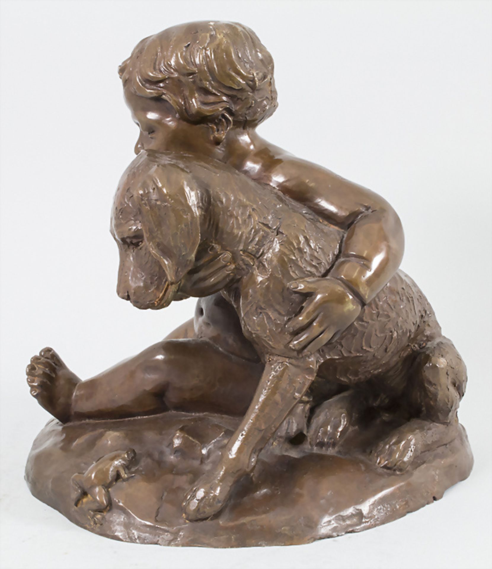 Bronze Figurengruppe Putto mit Setter und Frosch / A figural bronze group of a cherub with a ... - Bild 2 aus 6