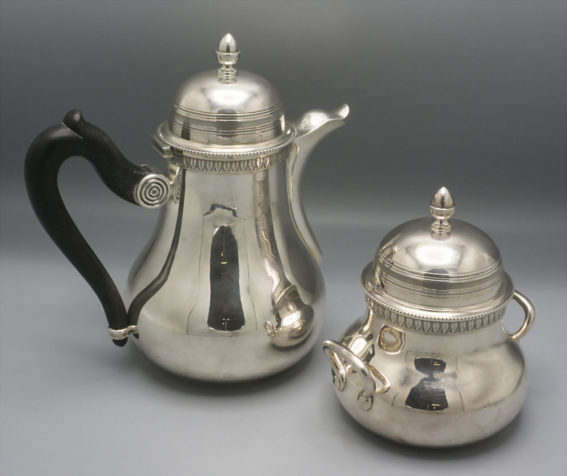 Teekanne und Zuckerdose / A silver tea pot and sugar bowl, Belgien, 19. Jh. - Image 2 of 7