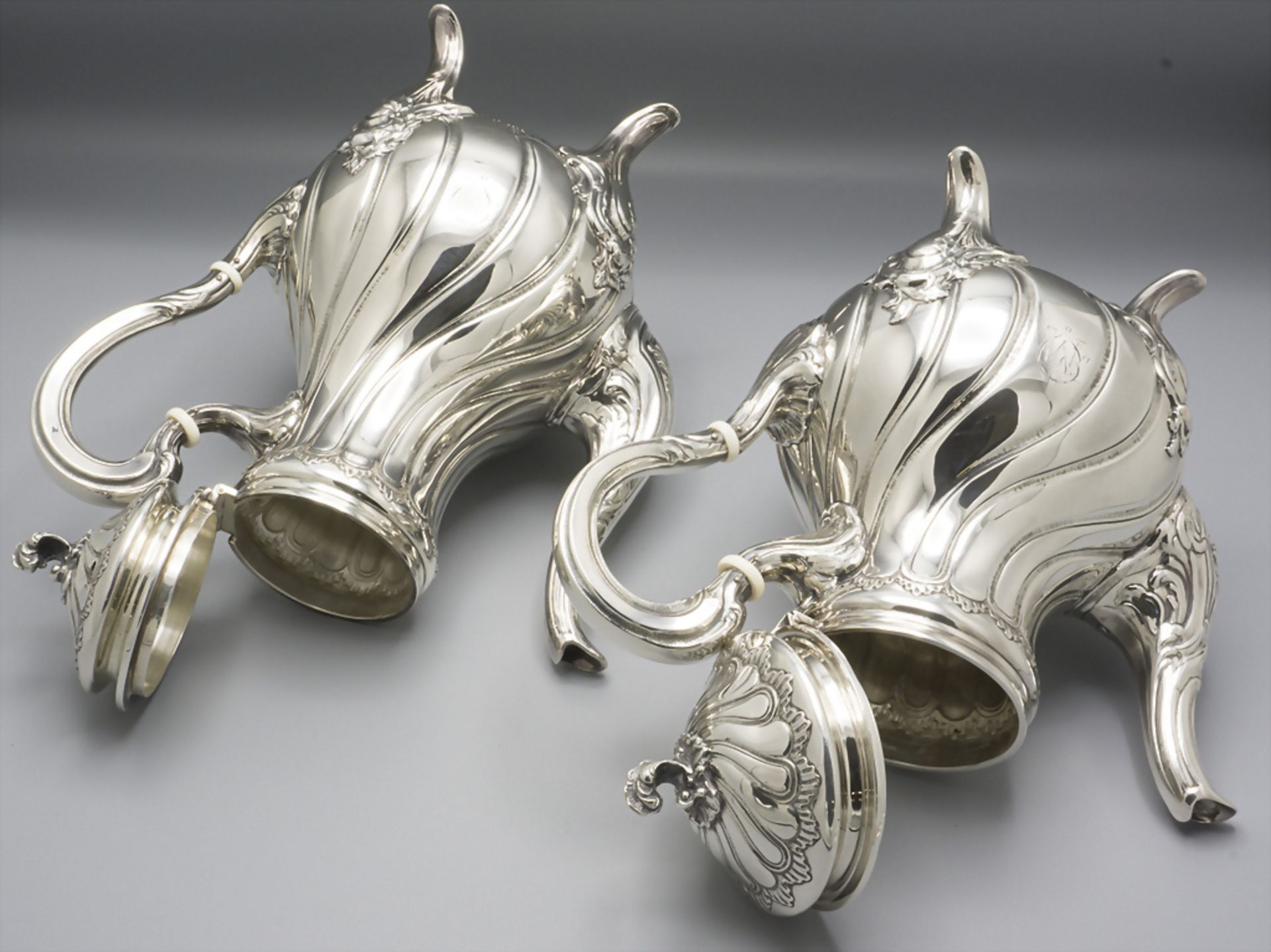 4-teiliger Kaffee- und Teekern / A 4-part silver tea and coffee set, Belgien, um 1900 - Bild 4 aus 10