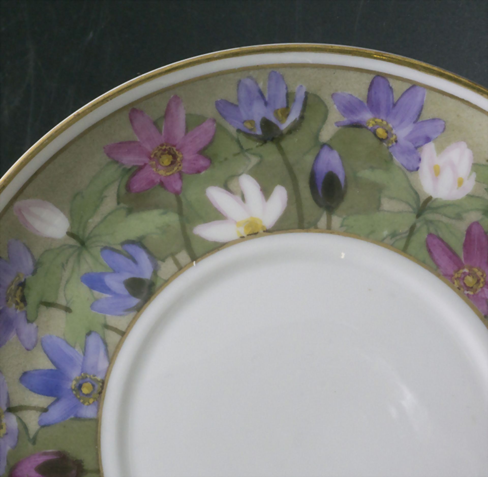 Jugendstil Tasse und UT mit Anemonen / An Art Nouveau cup and saucer with anemones, Rudolf ... - Bild 5 aus 5