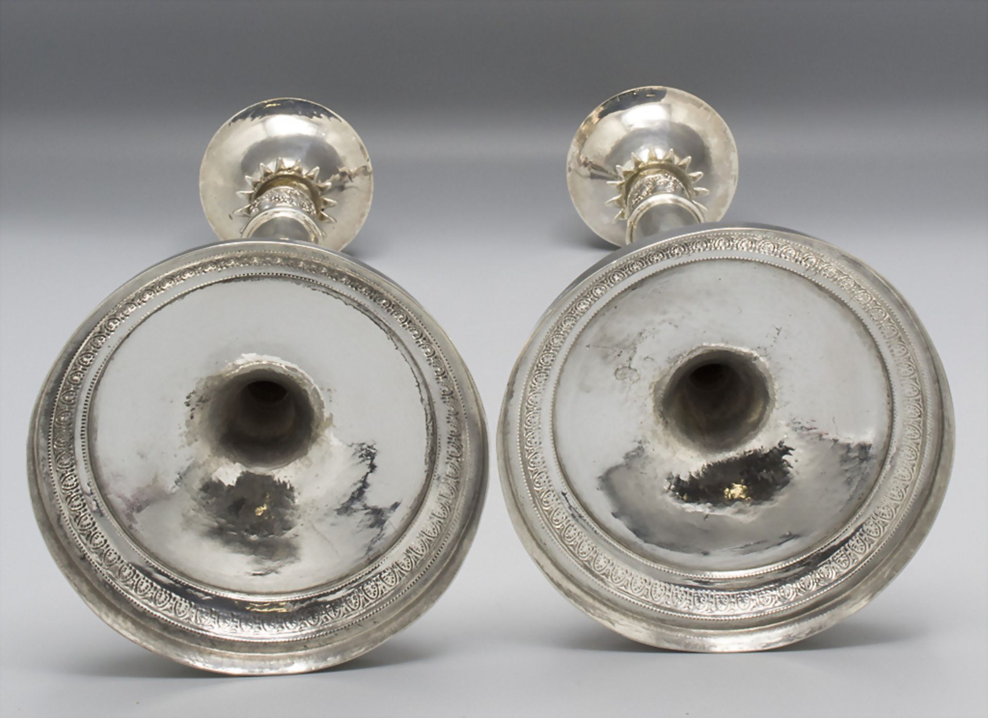 Paar Empire Leuchter / A pair of Empire silver candlesticks, Vatikanstadt / Rom / Roma, um 1800 - Bild 6 aus 8