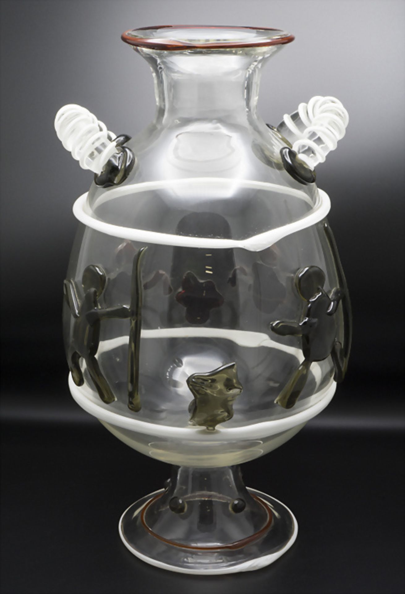 Große Glasziervase 'Stierkampf' / A large decorative glass vase 'bullfight', Murano, wohl ... - Image 3 of 8