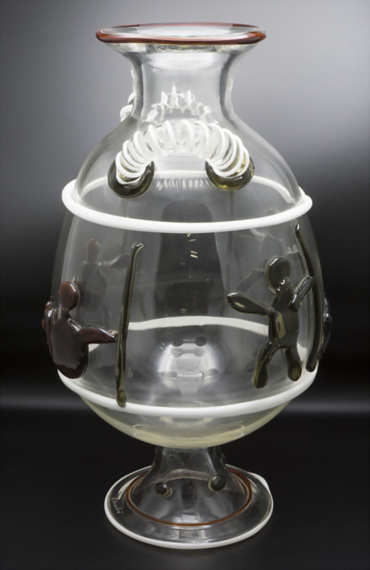 Große Glasziervase 'Stierkampf' / A large decorative glass vase 'bullfight', Murano, wohl ... - Bild 2 aus 8