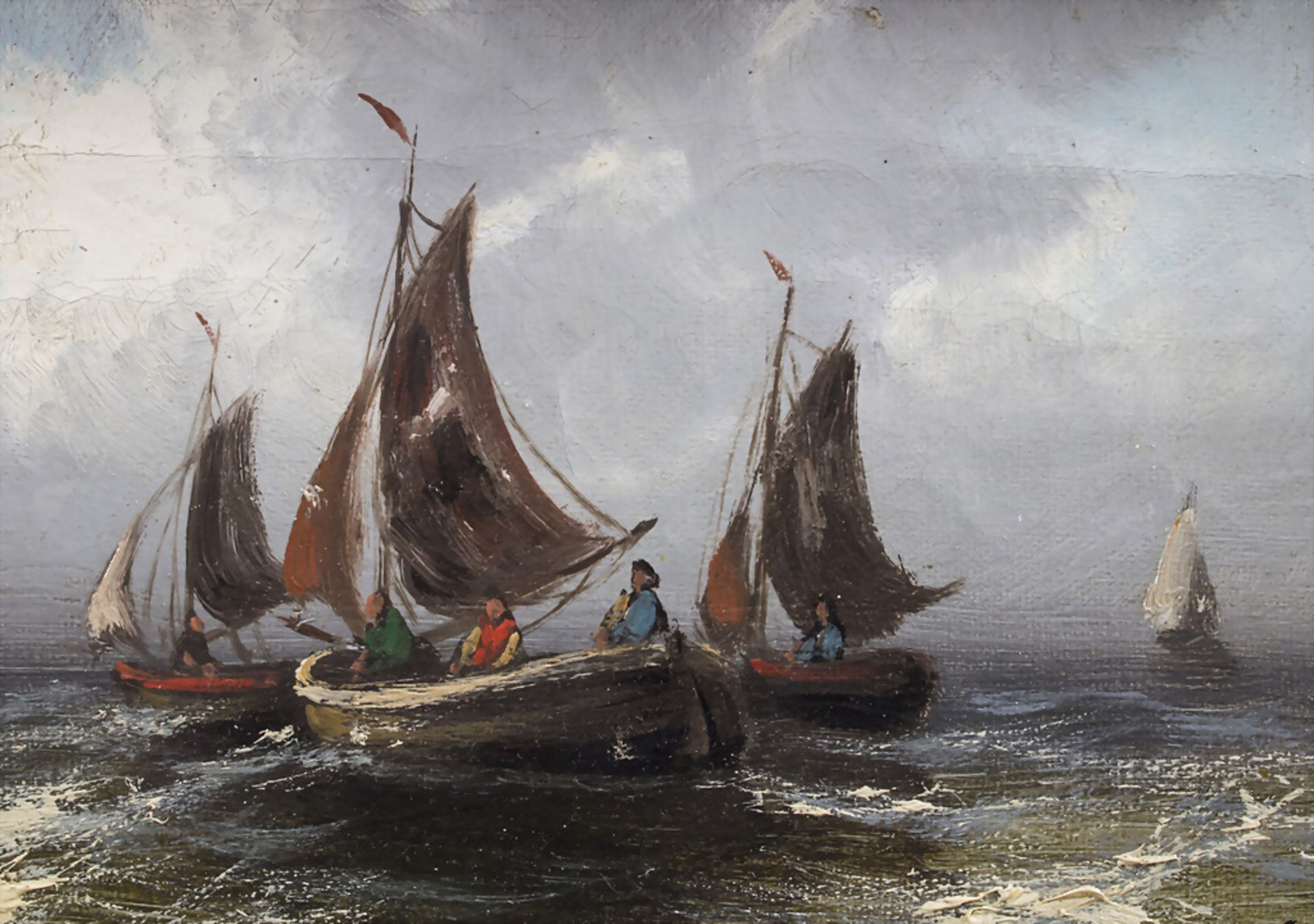 E. Loster, 'Segelboote auf See' / 'Sailing boats at sea', 19. Jh. - Image 4 of 5