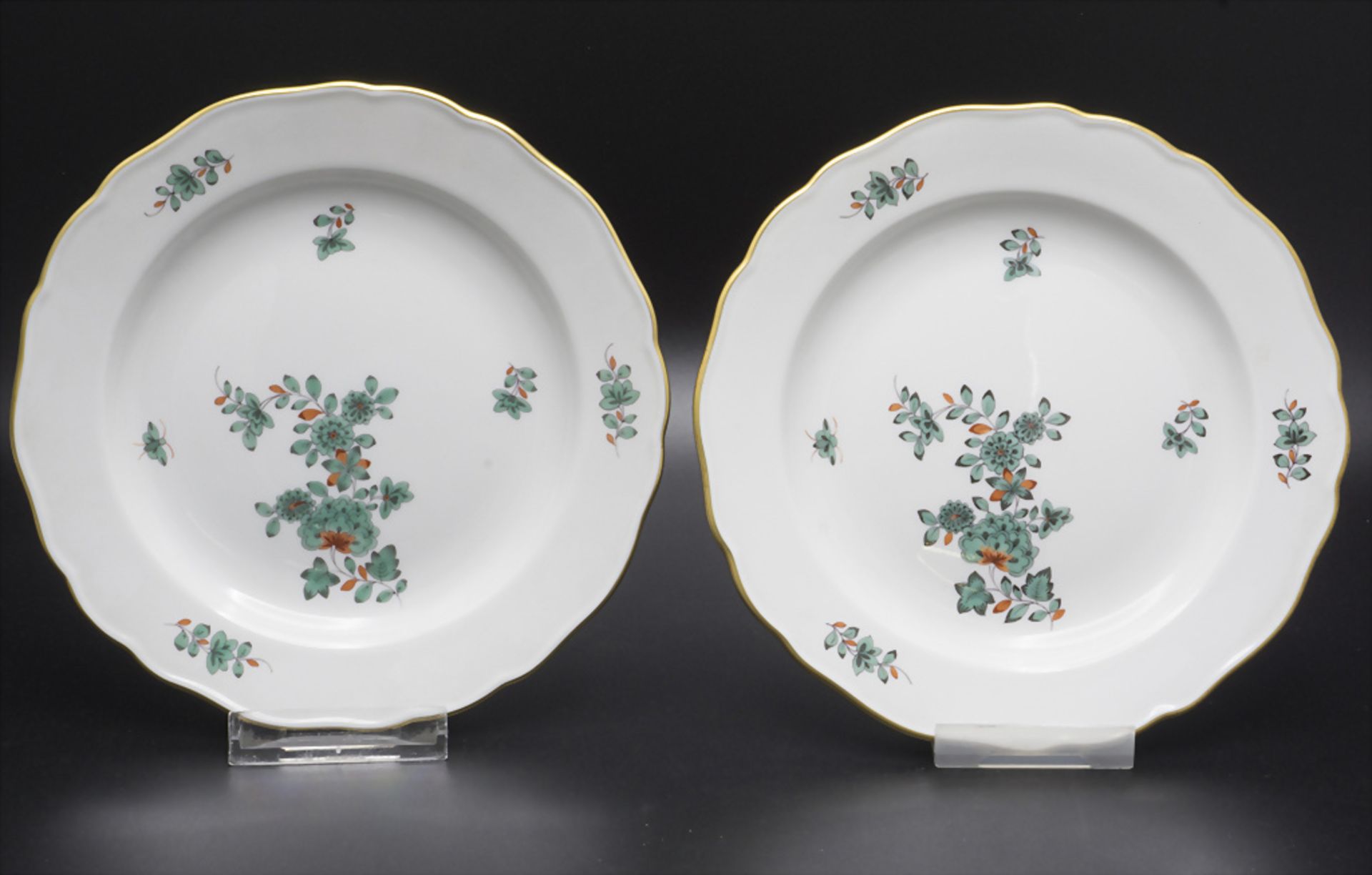 6 Kuchenteller Indianische Blume mit Falter / A set of 6 cake plates with Indian flowers and a ... - Image 2 of 9