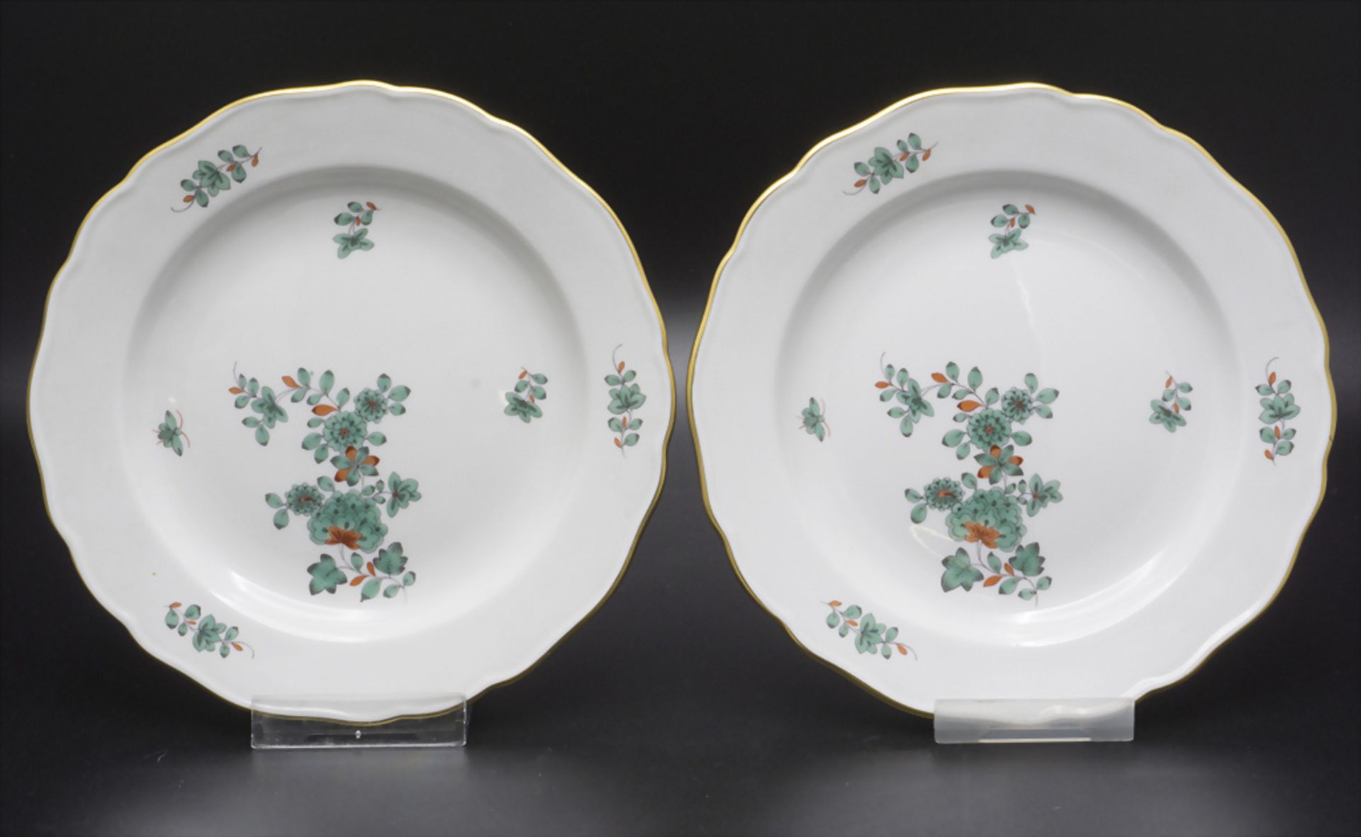 6 Kuchenteller Indianische Blume mit Falter / A set of 6 cake plates with Indian flowers and a ... - Image 4 of 9