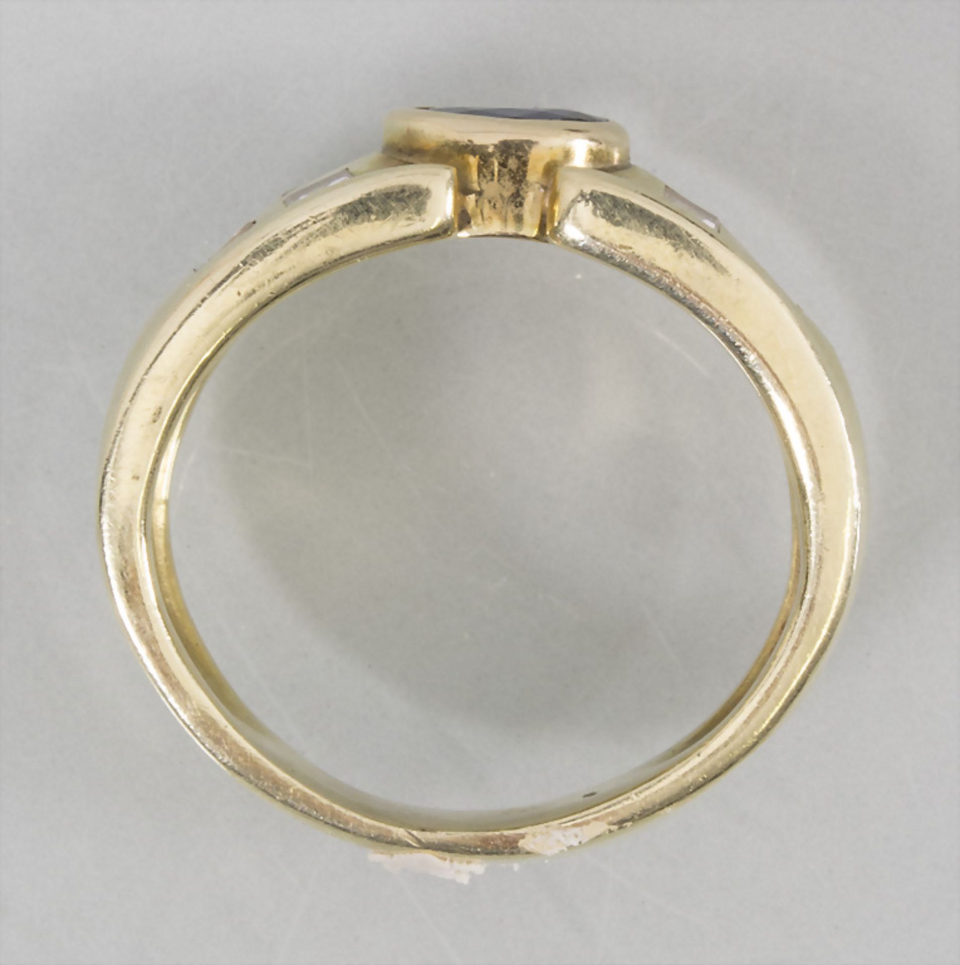Damenring mit Saphir und Diamanten / A ladies 14k gold ring with sapphire and diamonds - Bild 3 aus 6