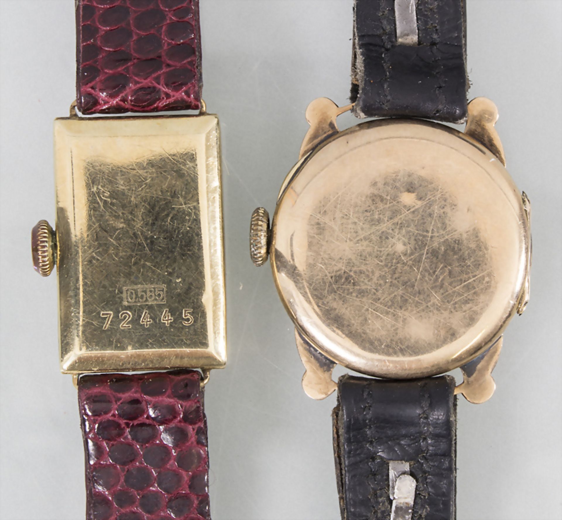 2 Damenuhren / 2 ladies 14k gold wrist watches, Schweiz, um 1920 - Bild 2 aus 2