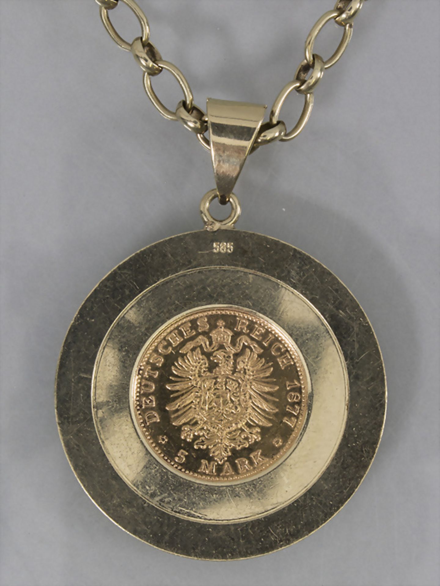 Münzanhänger '5 Mark Hamburg 1877' / A 21.6k gold coin pendant '5 Mark Hamburg 1877' - Bild 2 aus 4