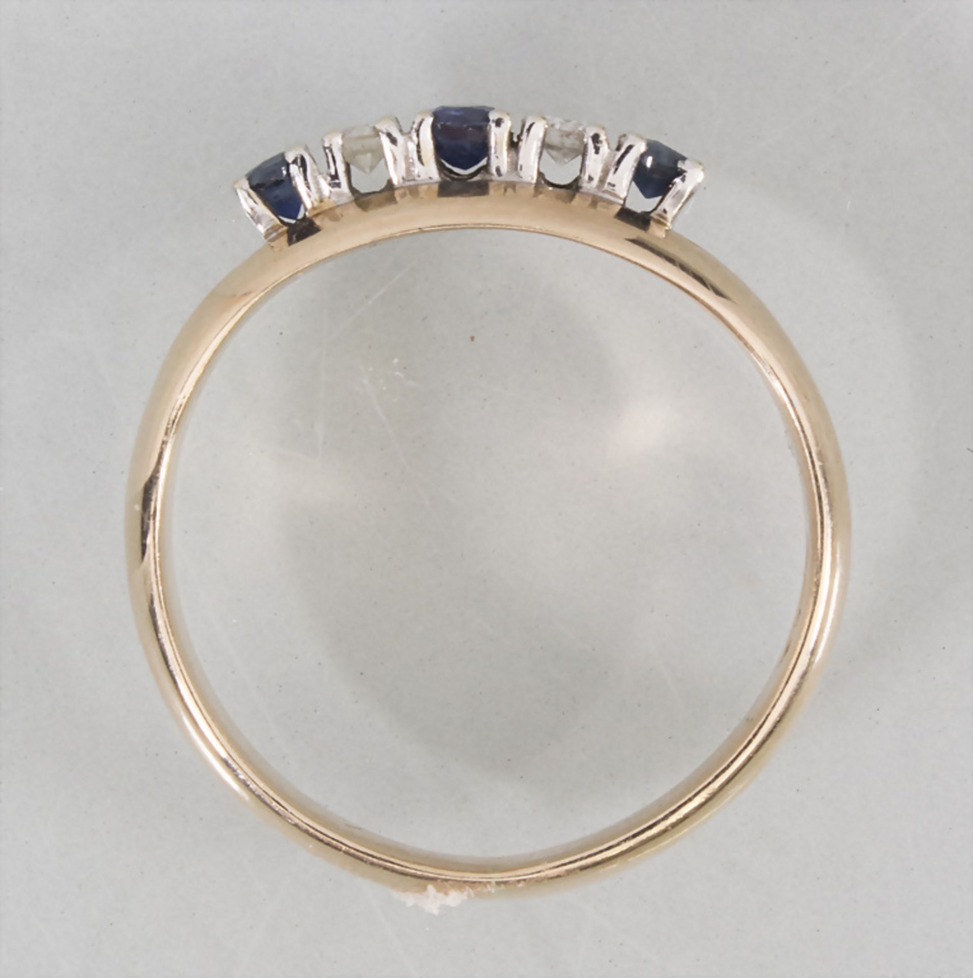 Damenring mit Diamant und Saphir / A ladies 14k gold ring with diamonds and sapphires - Bild 3 aus 4