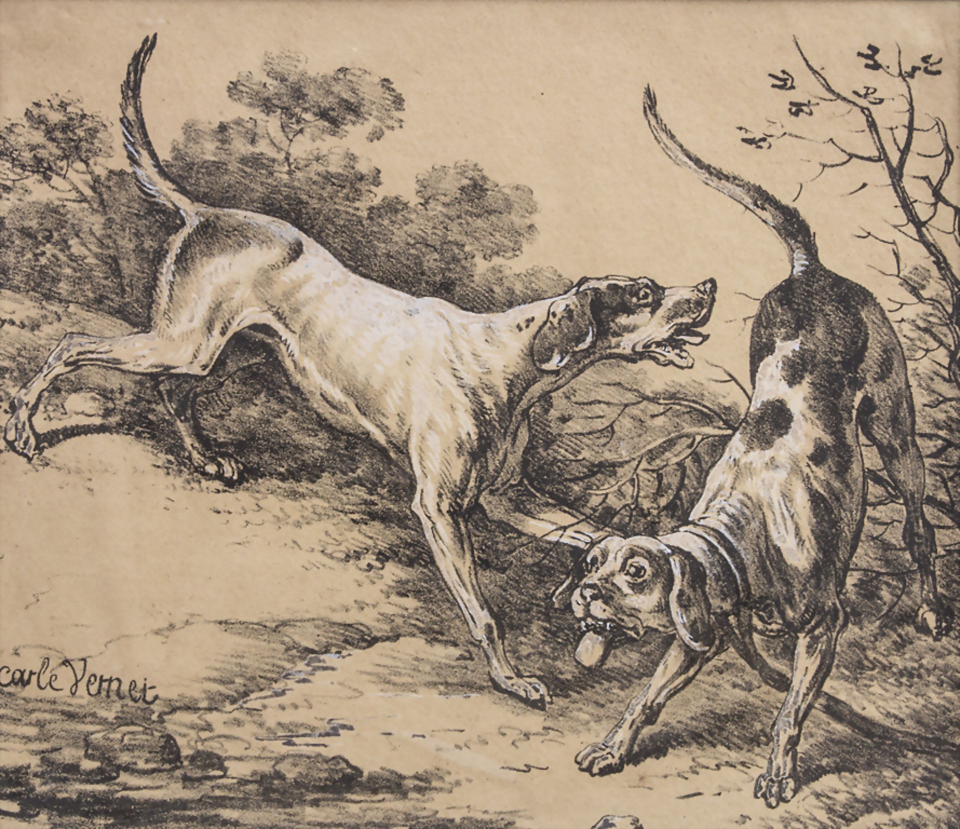 Carle Vernet (1758-1836), 'Zwei Jagdhunde' / 'Two hunting dogs', Ende 18. Jh.