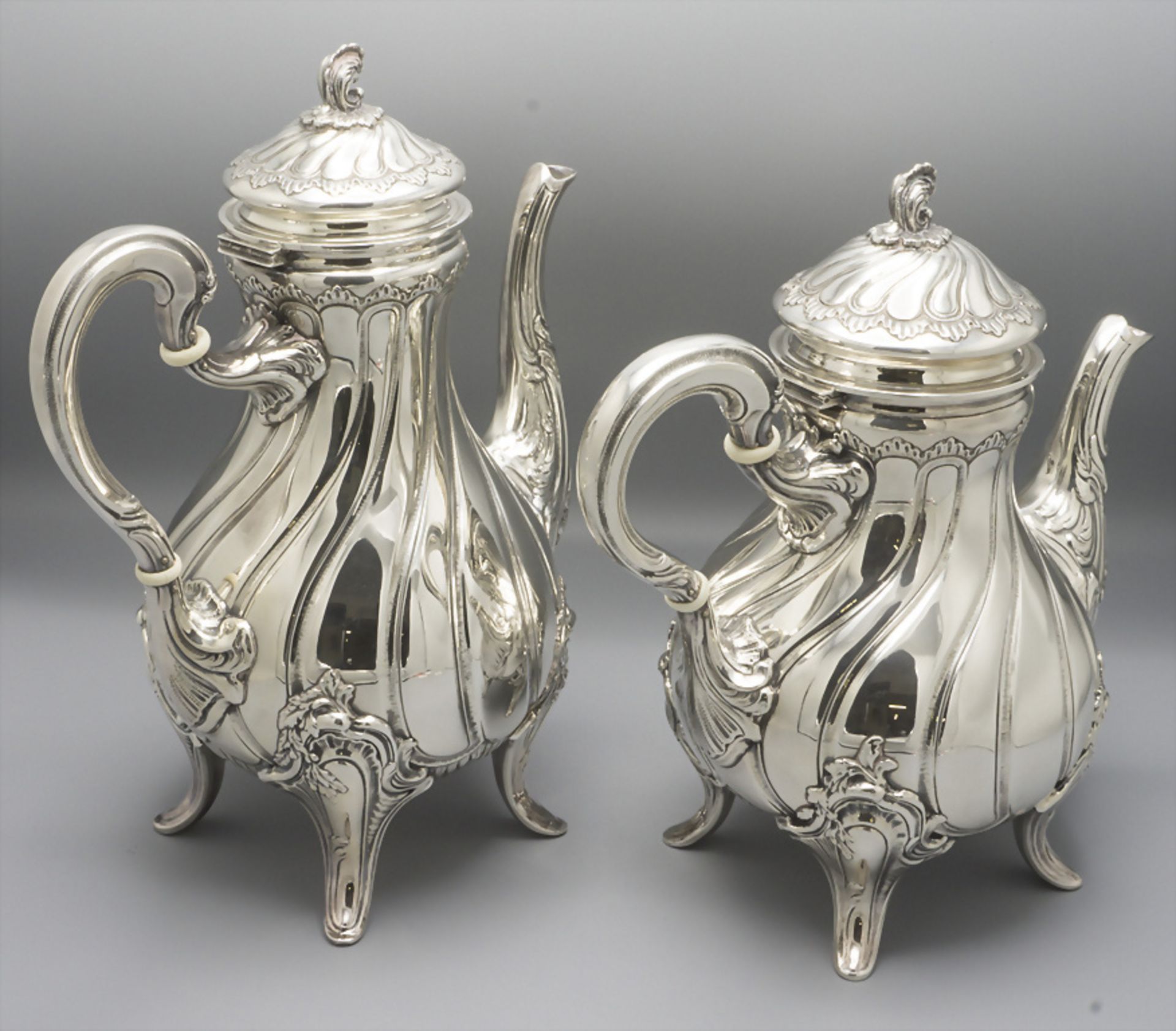 4-teiliger Kaffee- und Teekern / A 4-part silver tea and coffee set, Belgien, um 1900 - Image 3 of 10