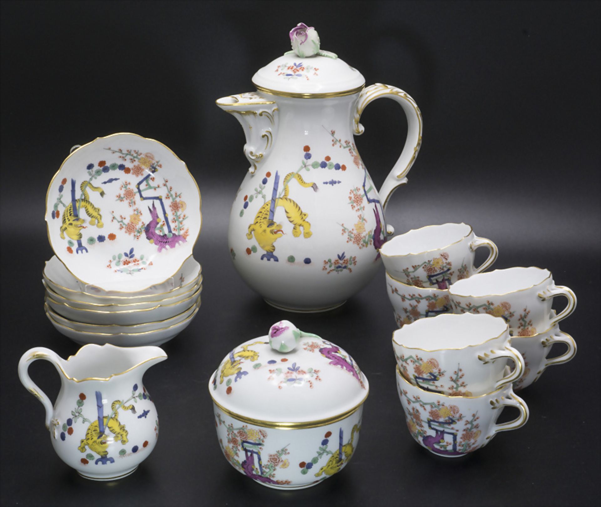 15 teiliges Mokkaservice / A 15 piece mocha set, Meissen, Pfeifferzeit, 1924-34