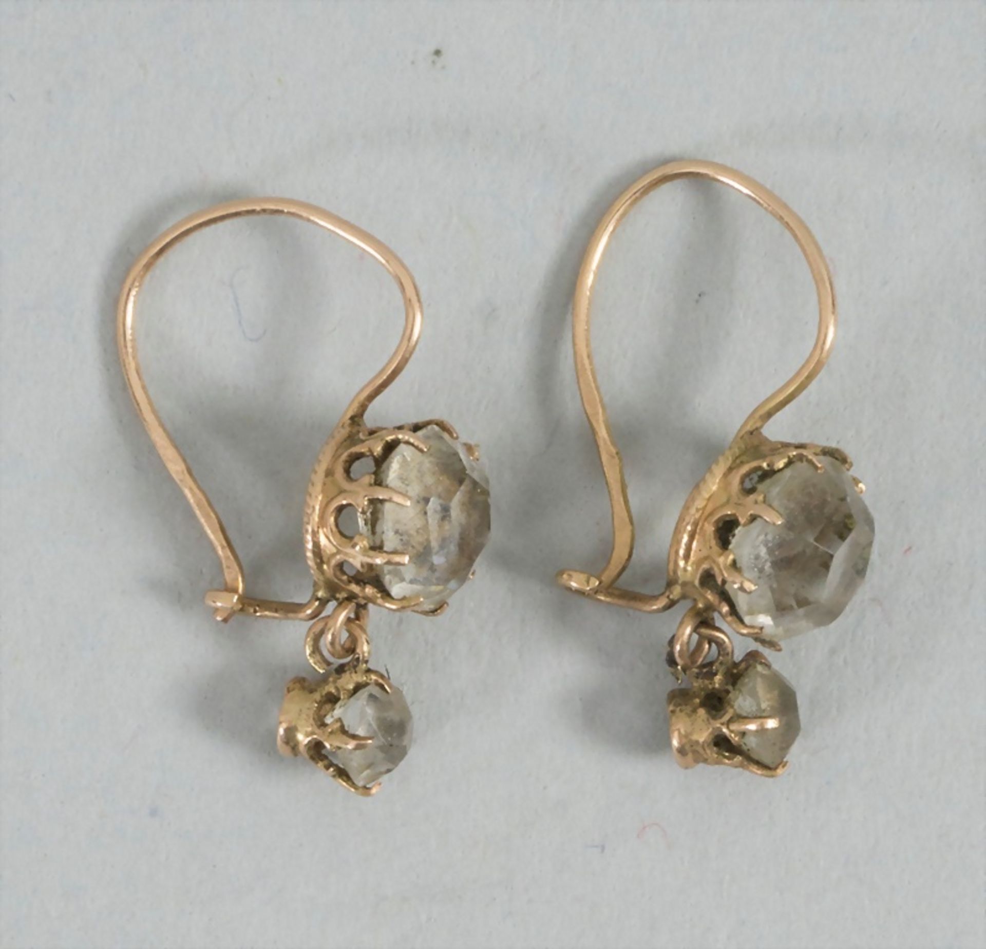 Paar Ohrhänger / A pair of 14k gold earrings, 19. Jh.