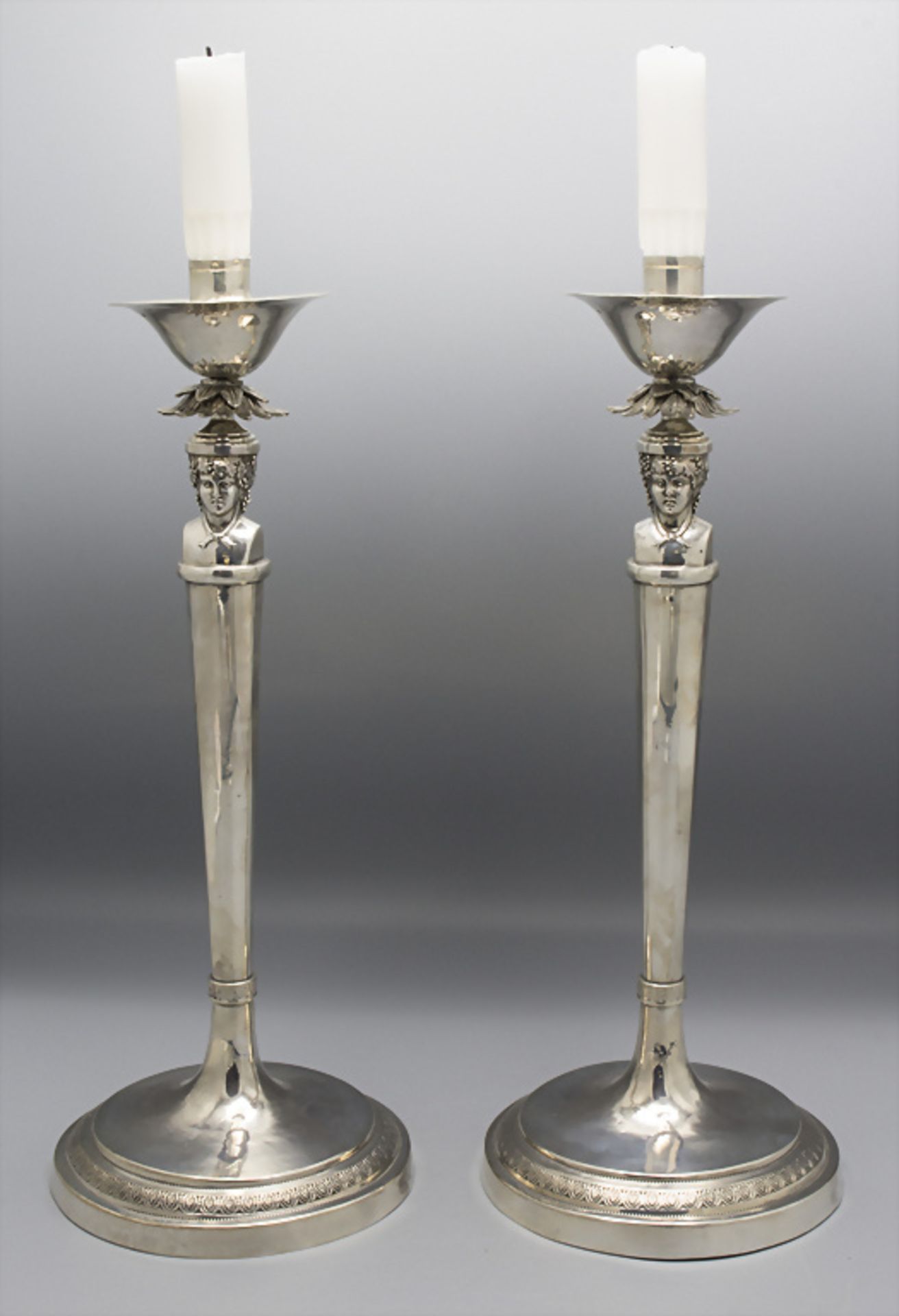 Paar Empire Leuchter / A pair of Empire silver candlesticks, Vatikanstadt / Rom / Roma, um 1800