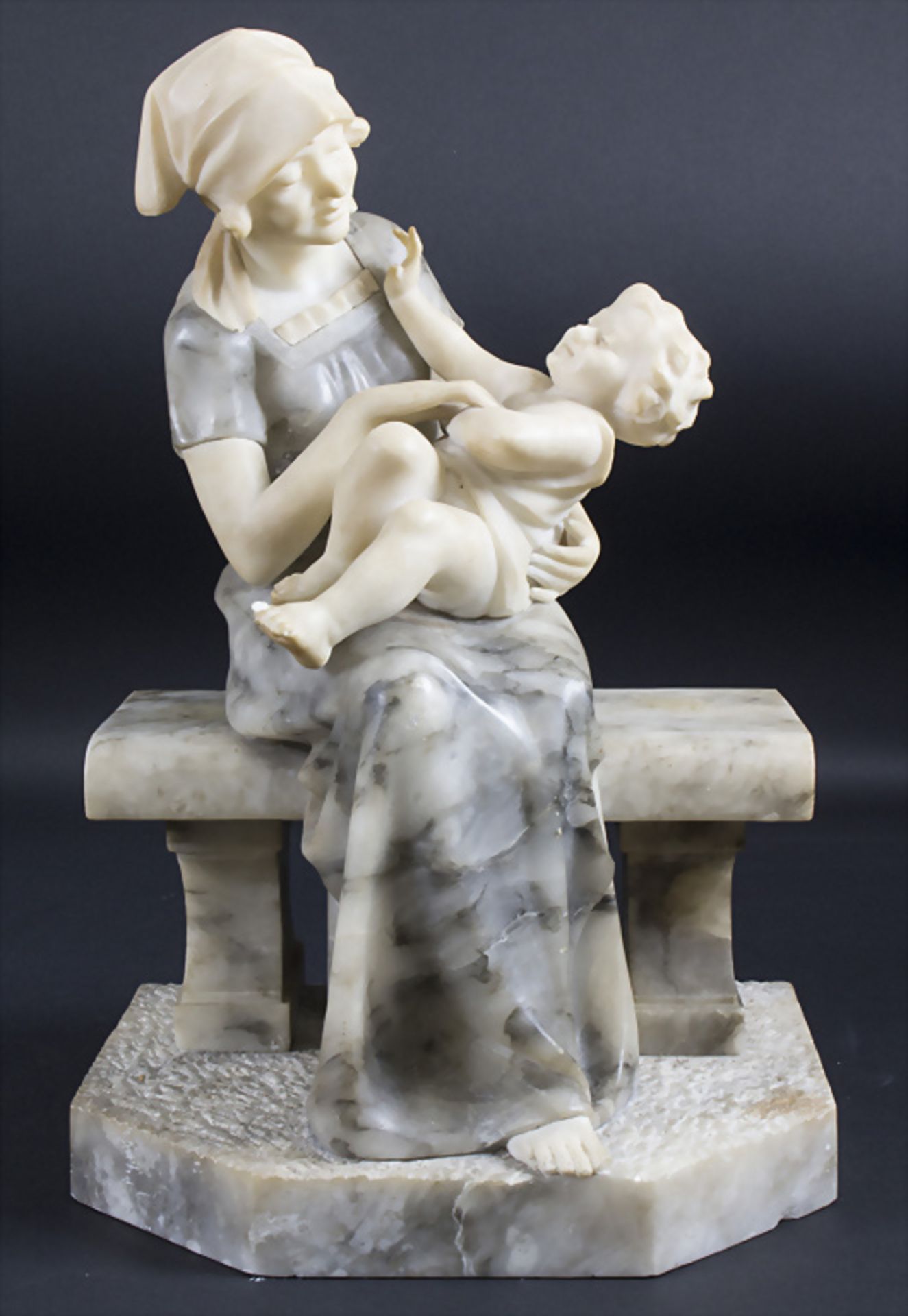 Currini, 'Mutter mit schlafendem Kind, auf einer Bank sitzend' / 'Mother with sleeping child, ...