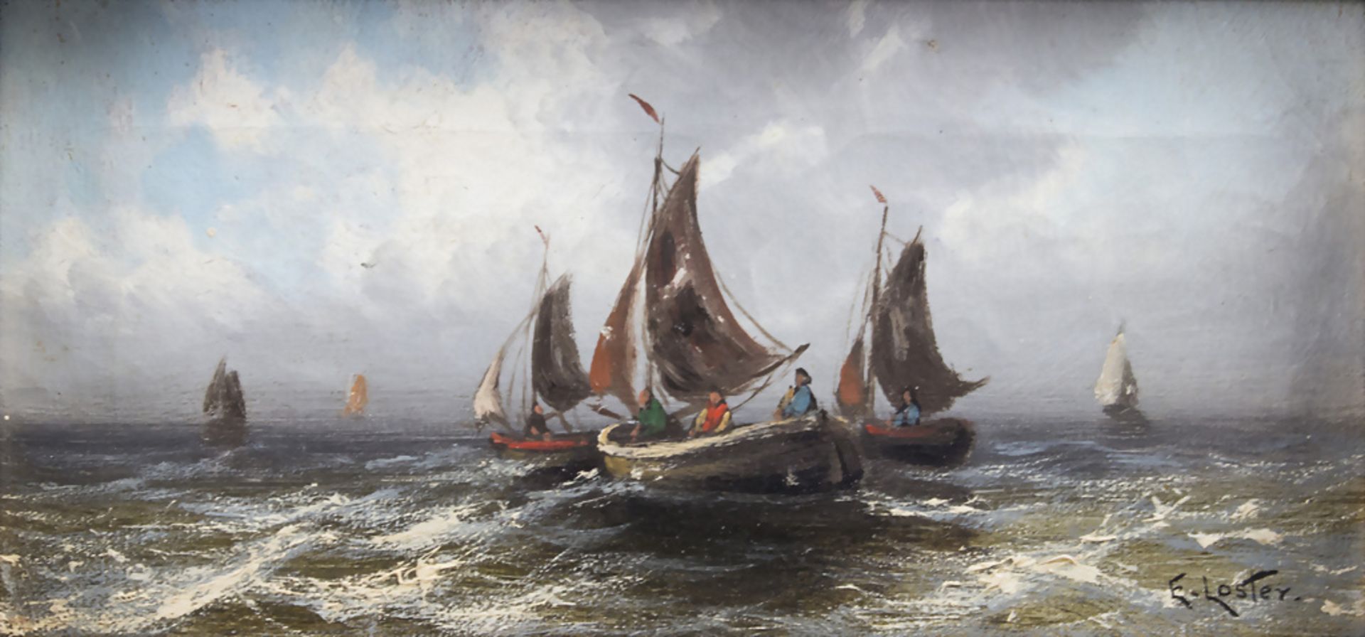E. Loster, 'Segelboote auf See' / 'Sailing boats at sea', 19. Jh. - Image 2 of 5