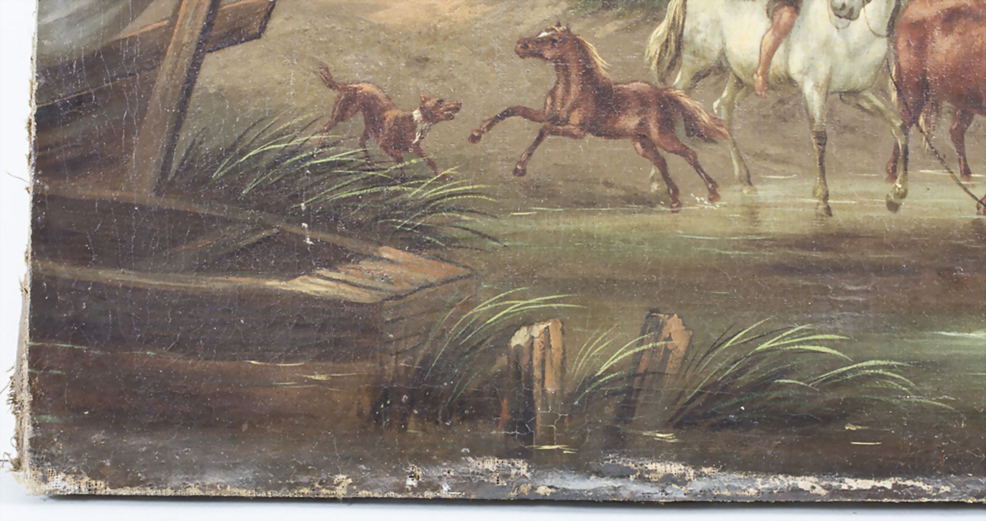 Künstler des 19. Jh., 'Pferde am Fluss' / 'Horses at a lake', süddeutsch - Image 4 of 5