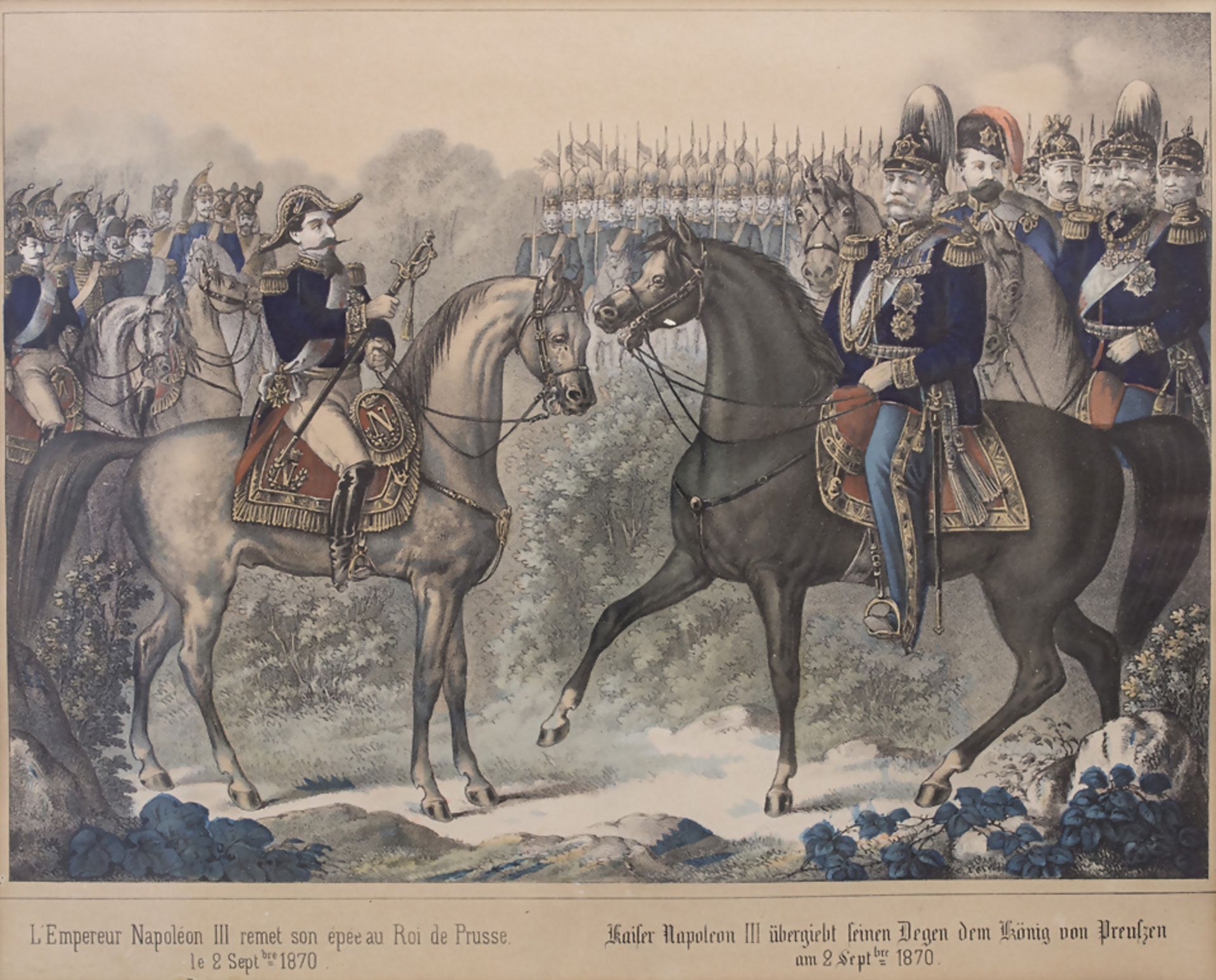 'Kaiser Napoleon III übergiebt seinen Degen dem König von Preußen am 2. Sept. 1870' / 'Emperor ...