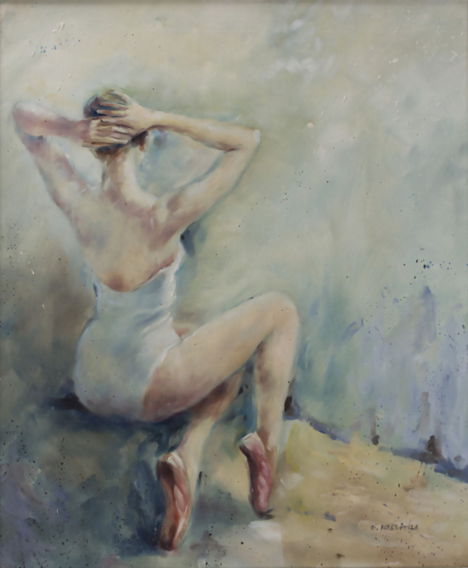 N. Marlitha, 'Frauenakt in Rückenansicht' / 'Female nude in rear view', 20. Jh.
